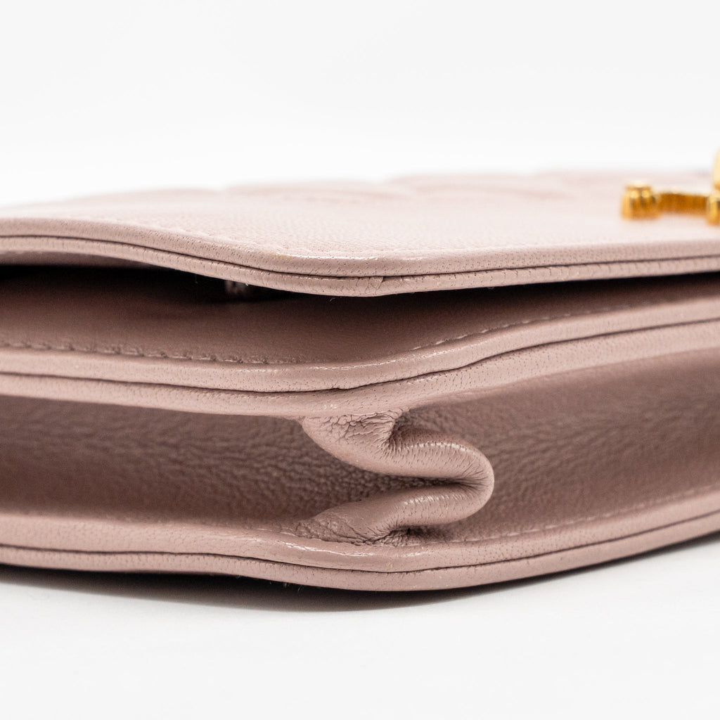 CHANEL CC LOGO WALLET WITH CHAIN GOATSKIN PINK GHW