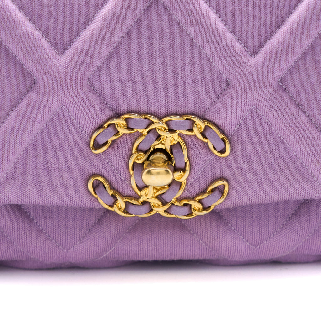 CHANEL 19 WAIST BAG QUILTED JERSEY/ LAMBSKIN LIGHT PURPLE MULTICOLOUR HARDWARE