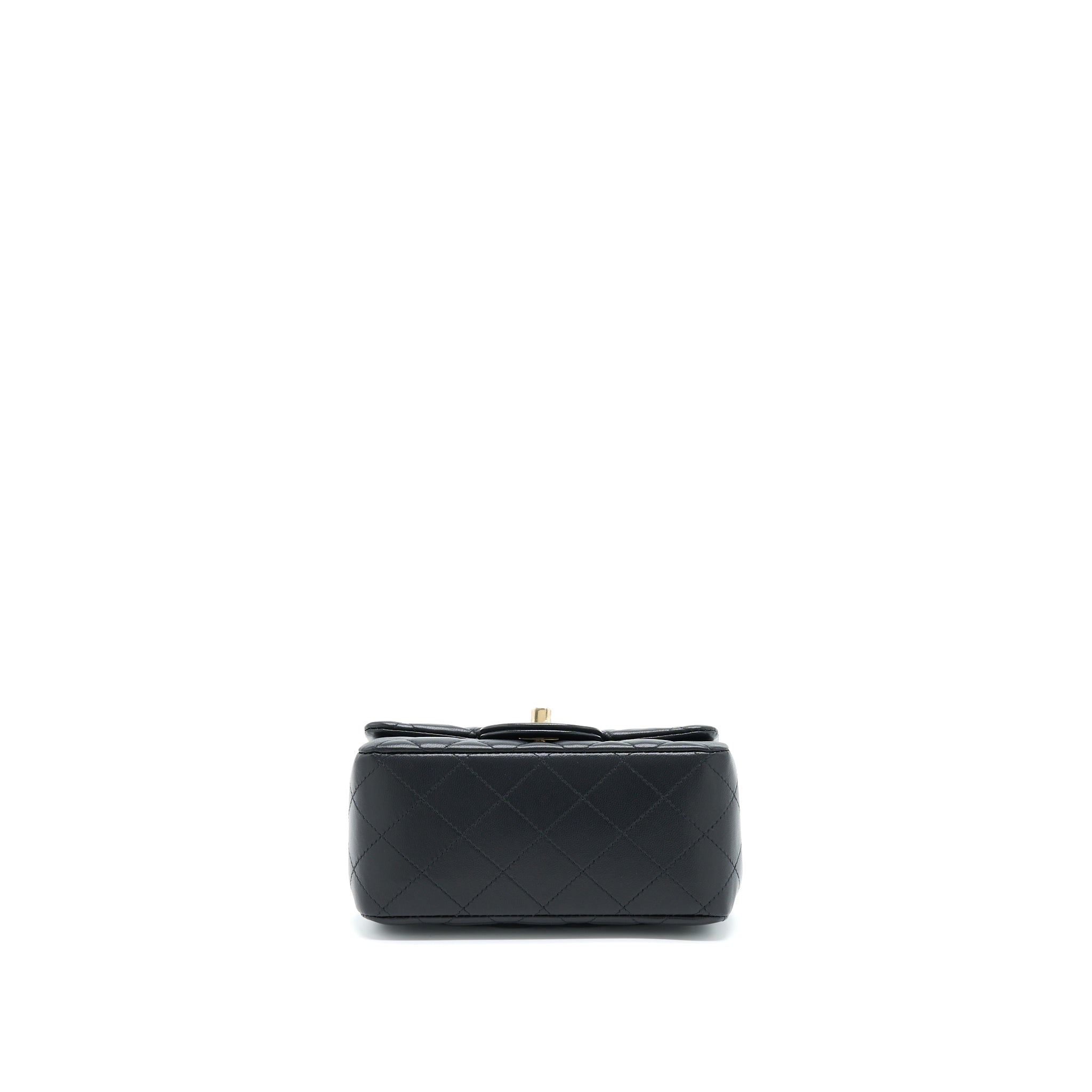 CHANEL MINI SQUARE FLAP BAG LAMBSKIN BLACK GHW (MICROCHIP)