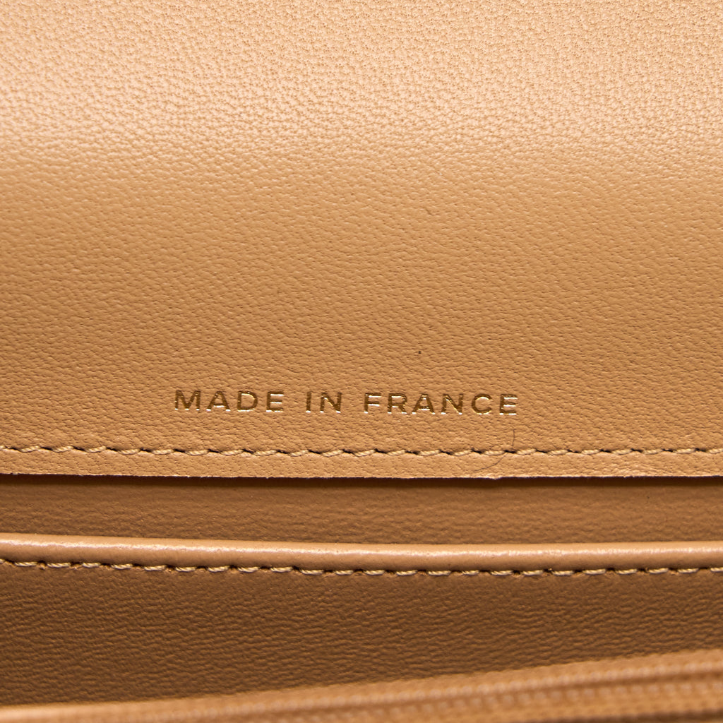 CHANEL TOP HANDLE MINI FLAP BAG WITH CHAIN LAMBSKIN CARAMEL LGHW (MICROCHIP)