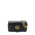 GUCCI GG MARMONT SMALL MATELASSE SHOULDER BAG BLACK GHW