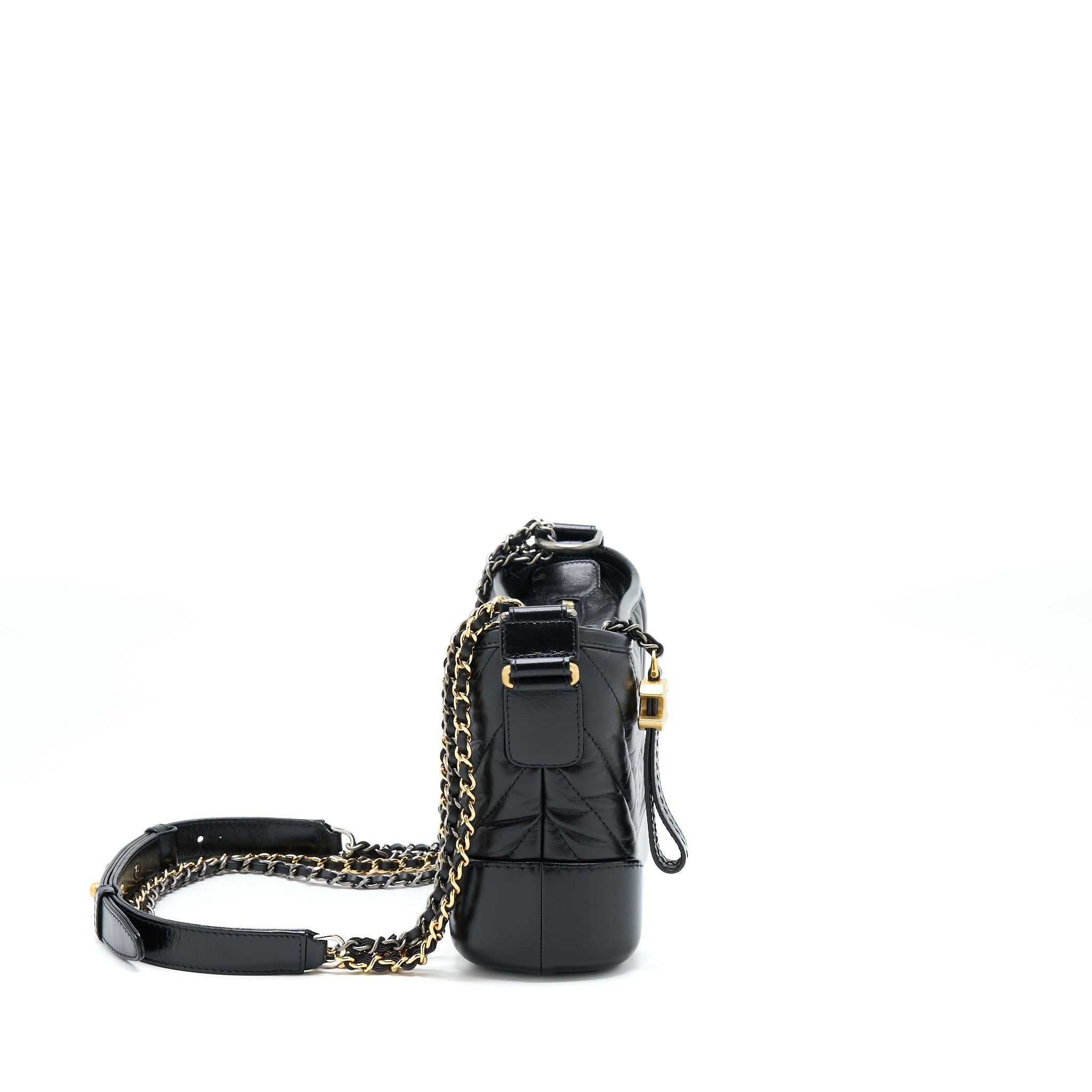 CHANEL CHEVRON SMALL GABRIELLE HOBO BAG BLACK MULTICOLOUR HARDWARE