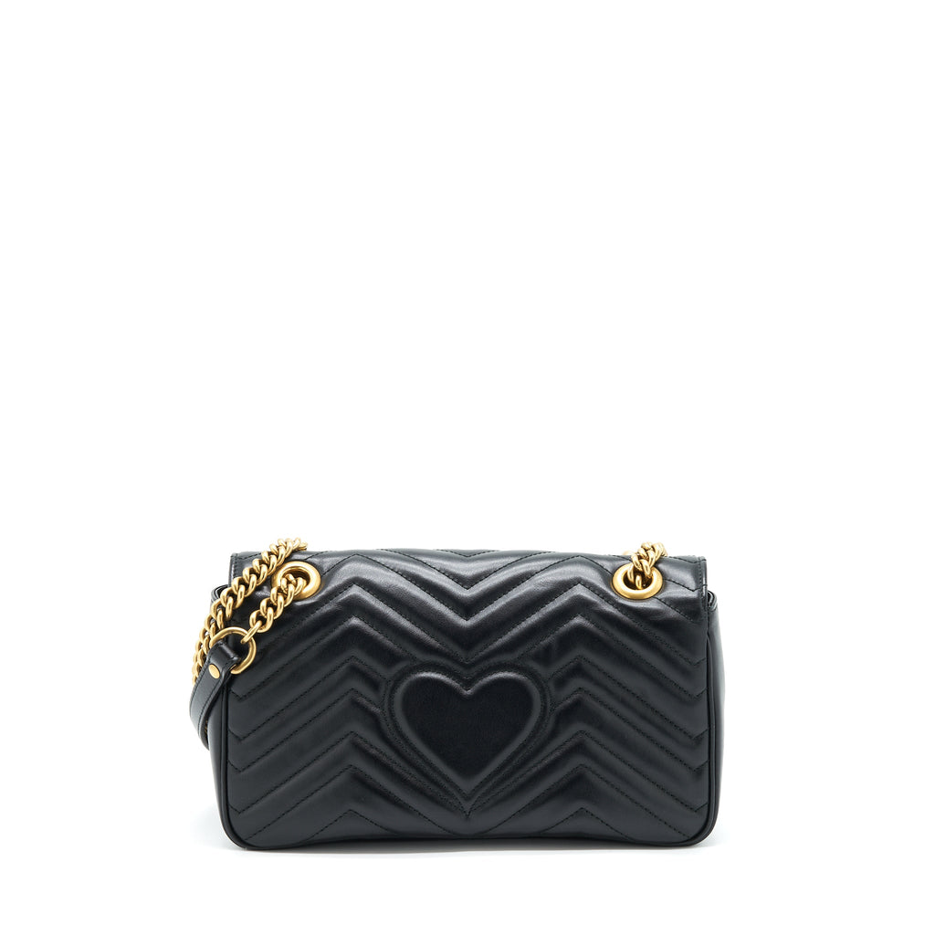 GUCCI GG MARMONT SMALL MATELASSE SHOULDER BAG BLACK GHW