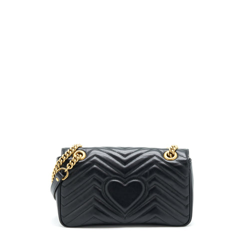 GUCCI GG MARMONT SMALL MATELASSE SHOULDER BAG BLACK GHW
