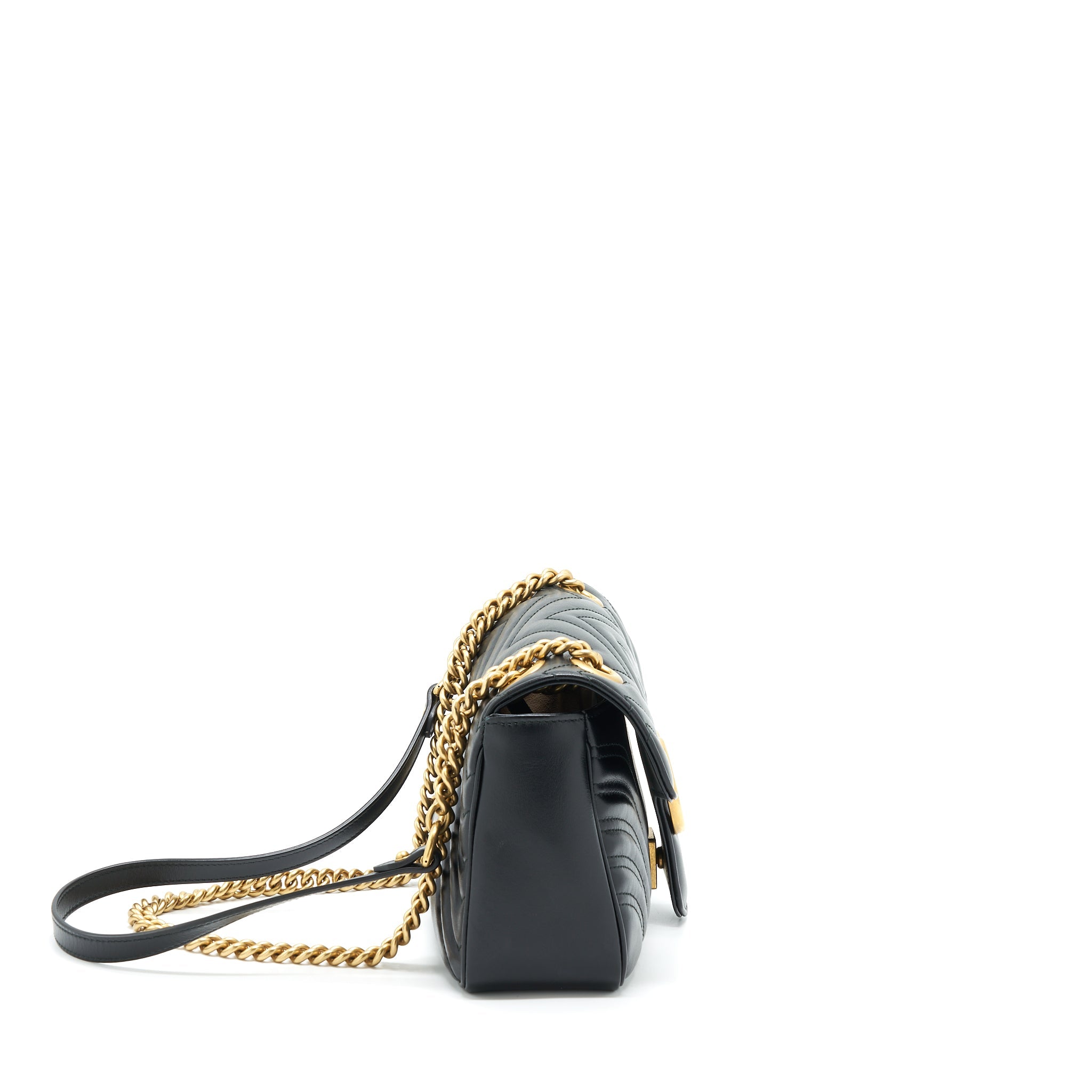 GUCCI GG MARMONT SMALL MATELASSE SHOULDER BAG BLACK GHW