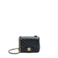 CHANEL CLASSIC MINI SQUARE FLAP BAG LAMBSKIN BLACK LGHW (MICROCHIP)