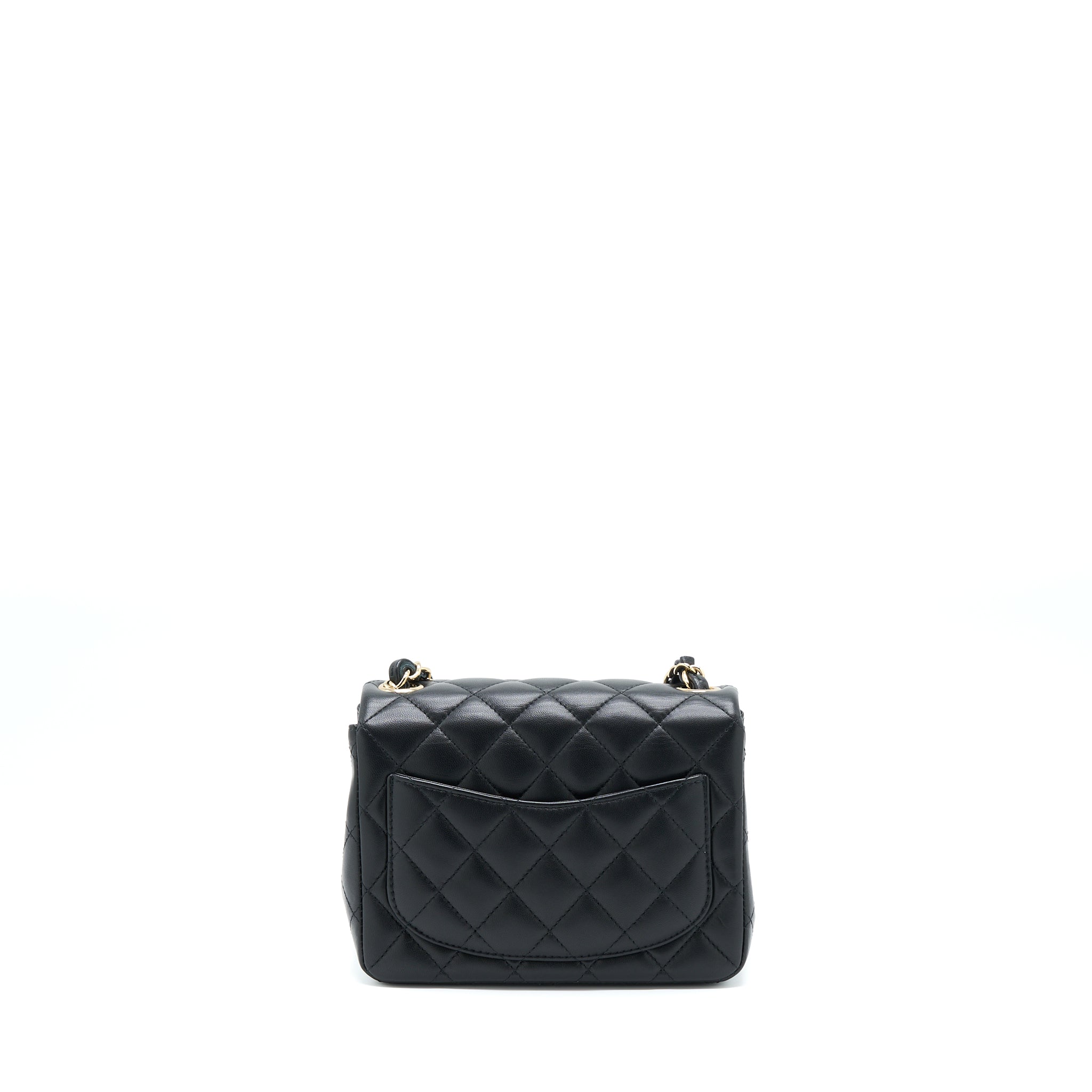 CHANEL CLASSIC MINI SQUARE FLAP BAG LAMBSKIN BLACK LGHW (MICROCHIP)