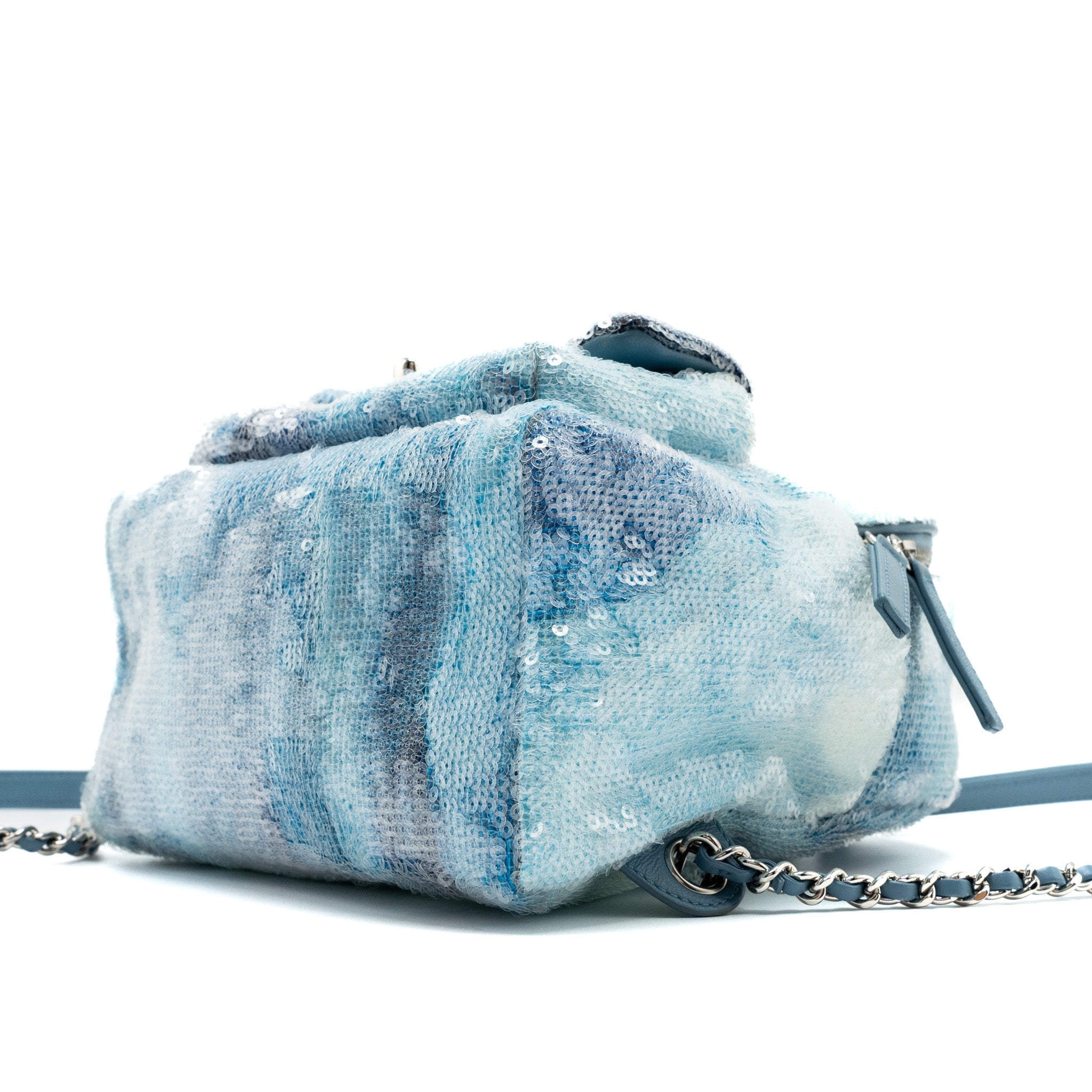 CHANEL MINI BACKPACK SEQUINS MULTICOLOUR BLUE SHW