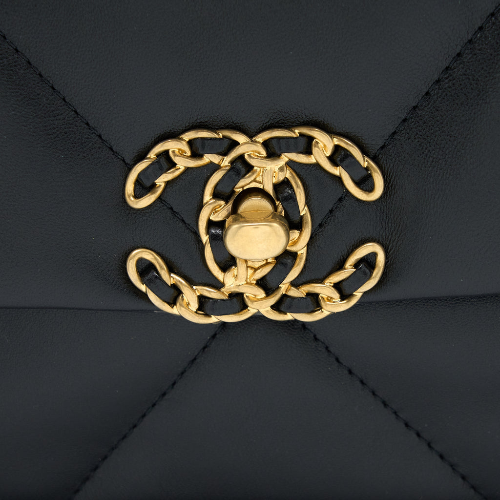 CHANEL SMALL 19 BAG LAMBSKIN BLACK MULTICOLOUR HARDWARE