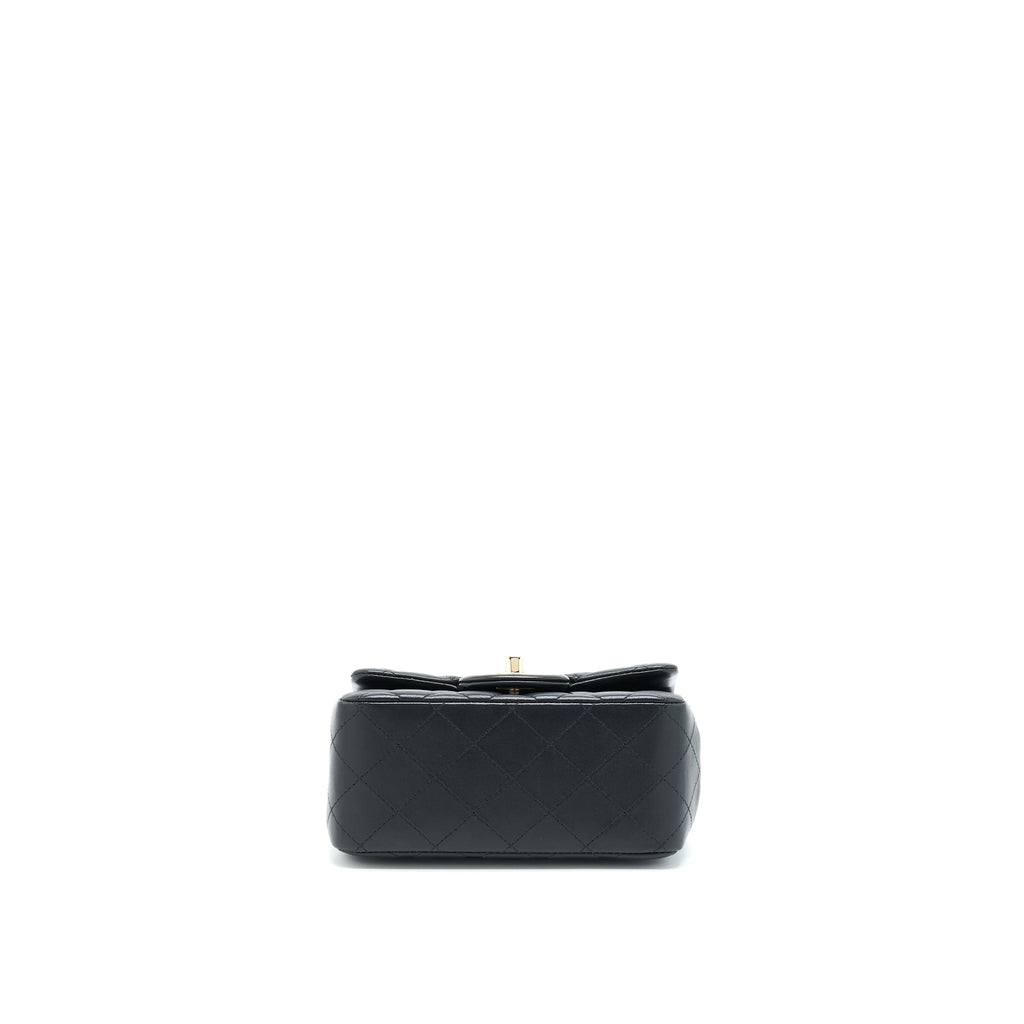 CHANEL CLASSIC MINI SQUARE FLAP BAG LAMBSKIN BLACK LGHW (MICROCHIP)