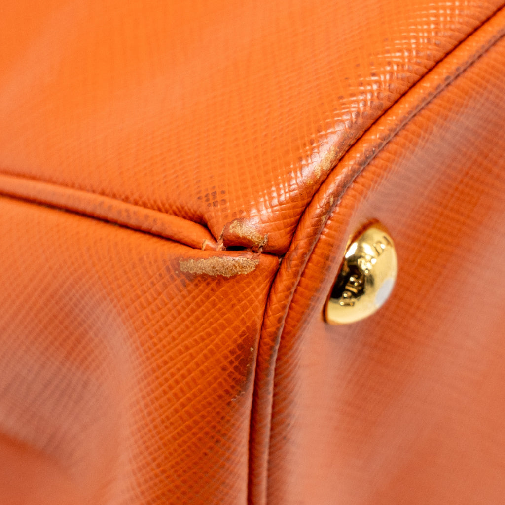 PRADA LARGE SAFFIANO TOTE BAG LEATHER ORANGE GHW