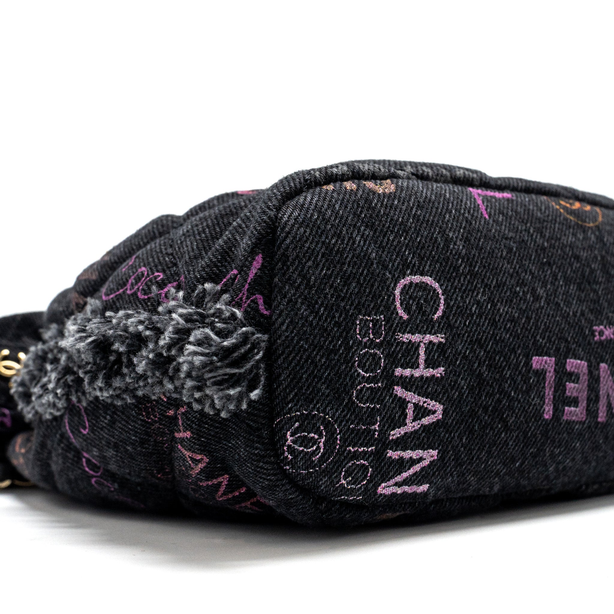 CHANEL SMALL BUCKET BAG DENIM BLACK LGHW (MICROCHIP)