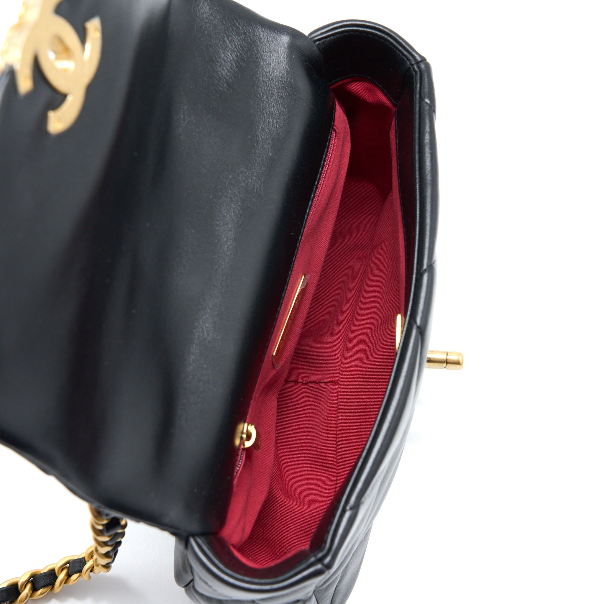 CHANEL SMALL 19 BAG LAMBSKIN BLACK MULTICOLOUR HARDWARE