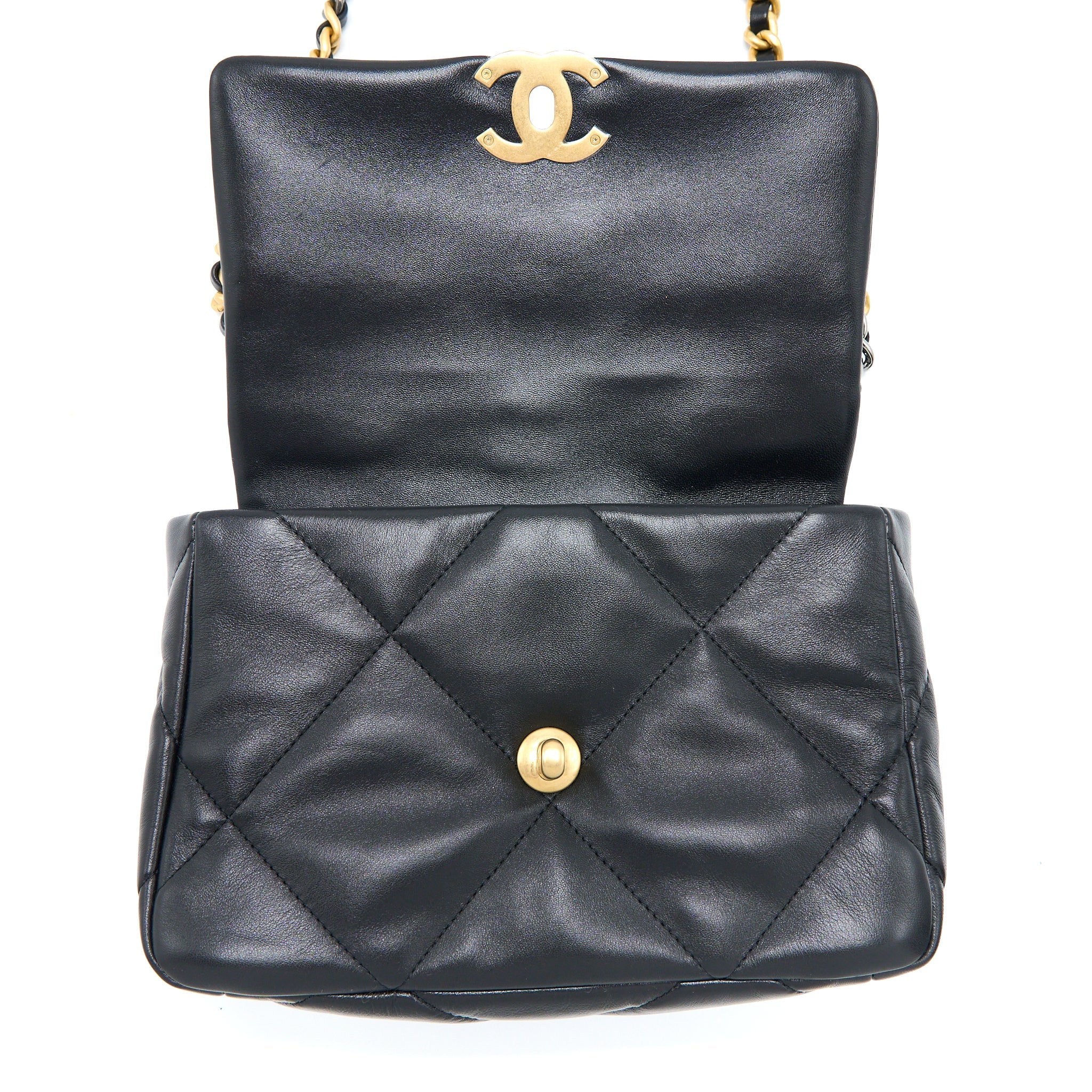 CHANEL SMALL 19 BAG LAMBSKIN BLACK MULTICOLOUR HARDWARE
