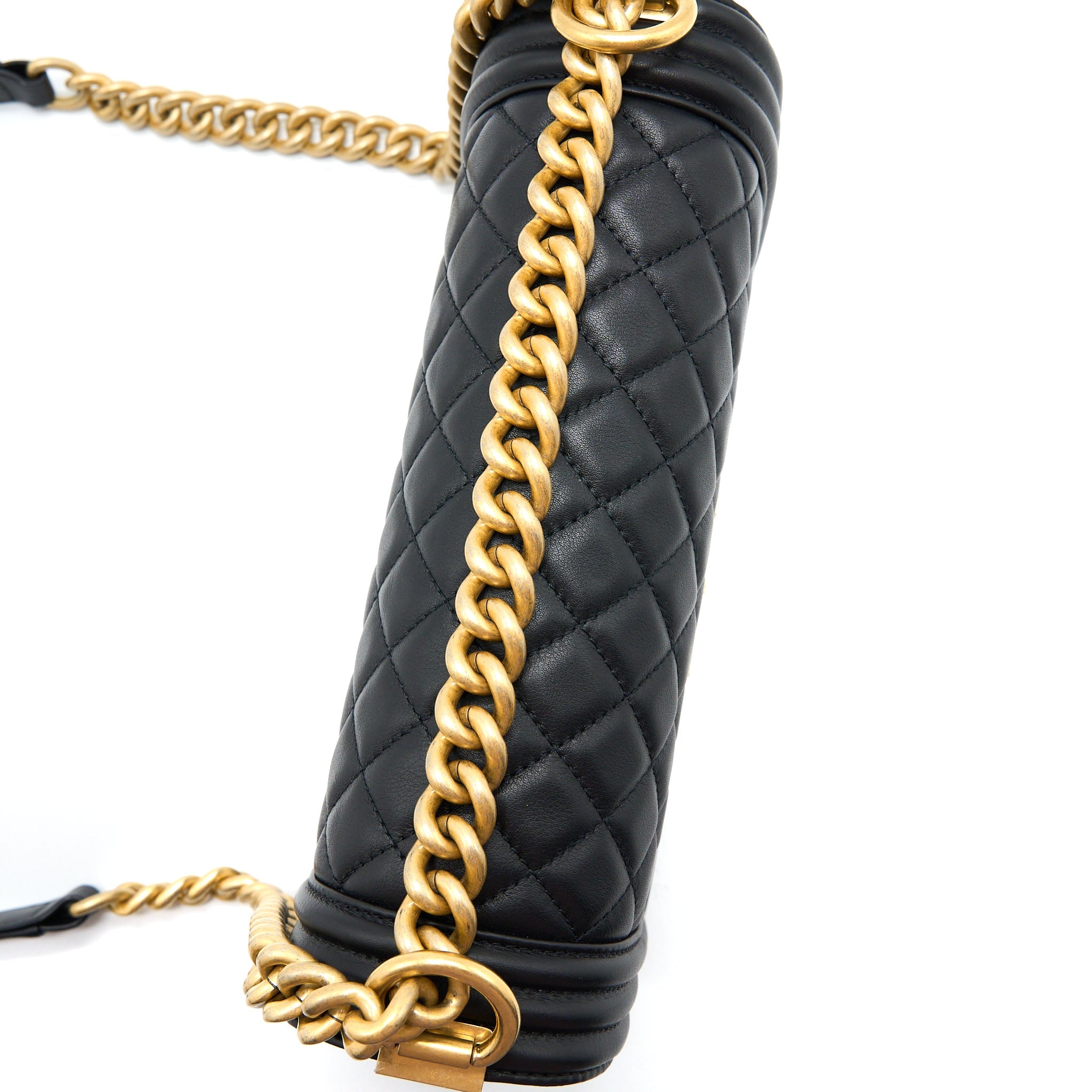 CHANEL MEDIUM BOY BAG LAMBSKIN BLACK BRUSHED GHW