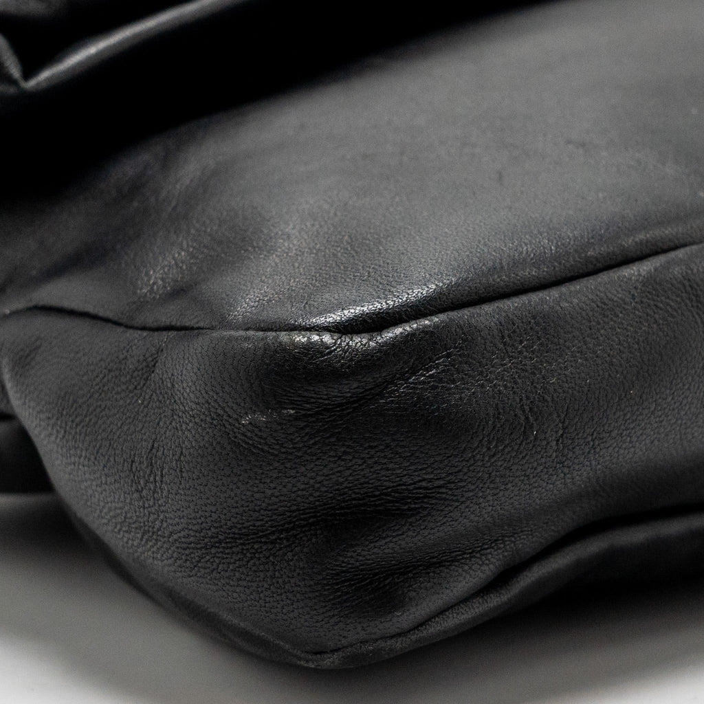 MIU MIU LARGE FLAP SHOULDER BAG LAMBSKIN BLACK SHW