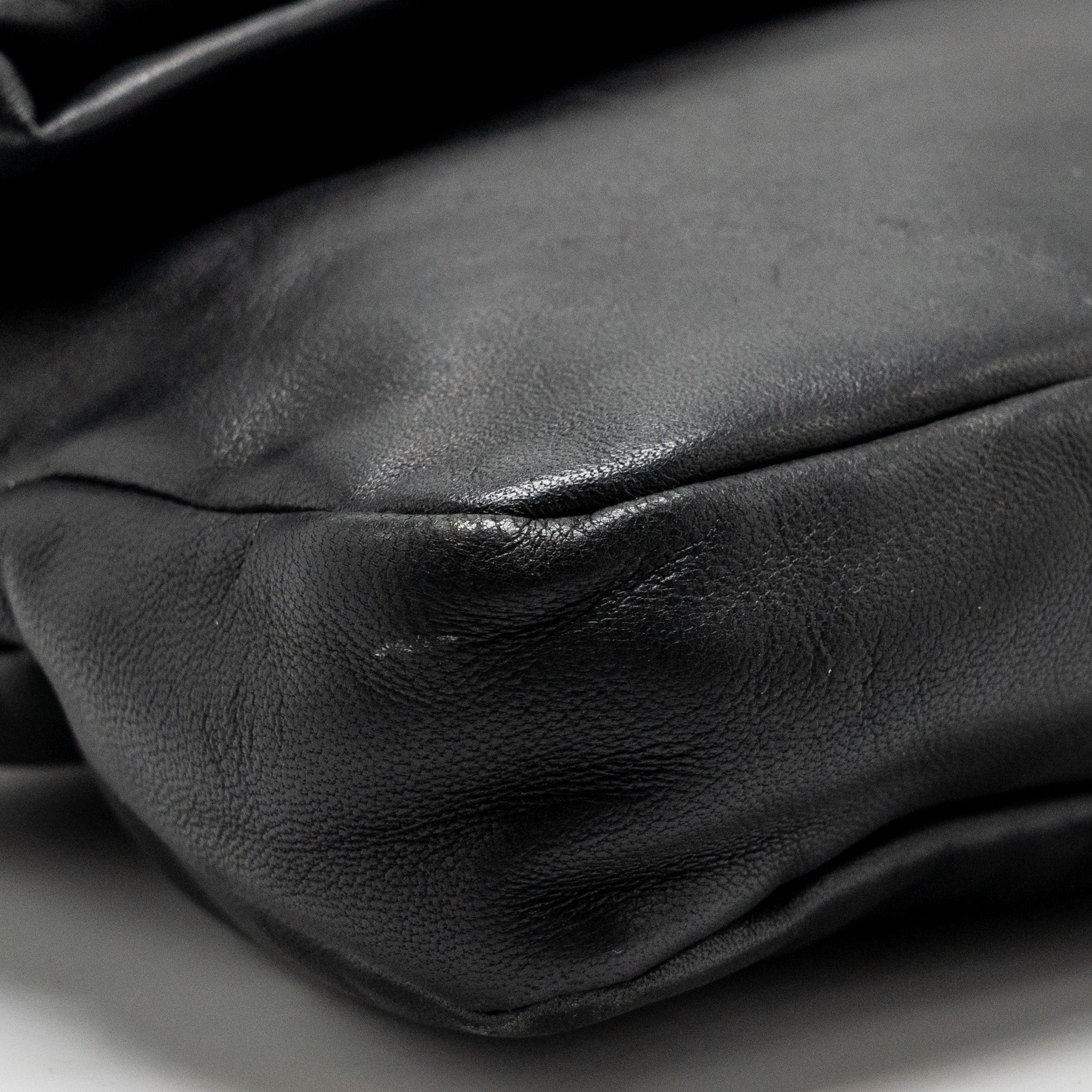 MIU MIU LARGE FLAP SHOULDER BAG LAMBSKIN BLACK SHW