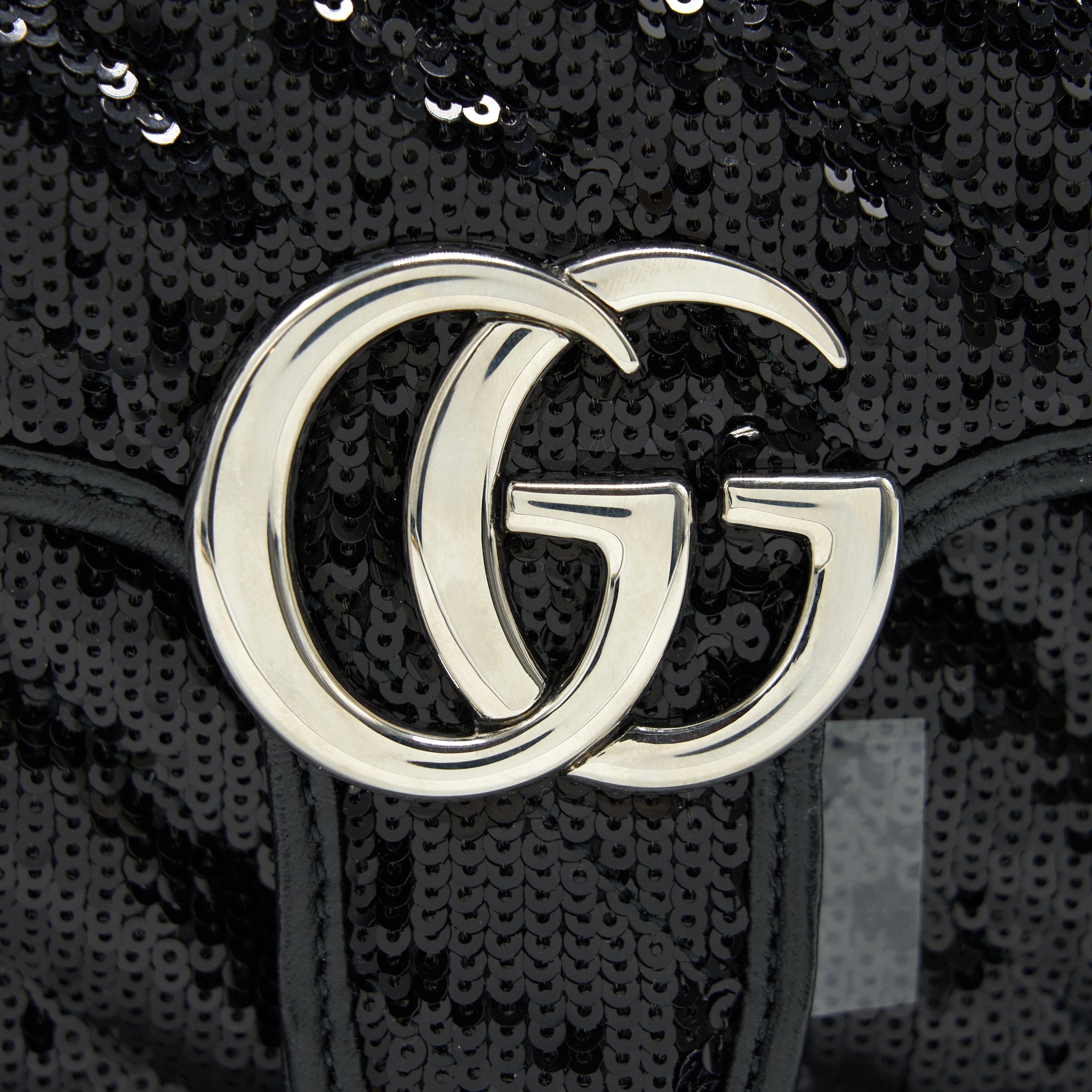 GUCCI MARMONT MINI SEQUIN SHOULDER BAG BLACK