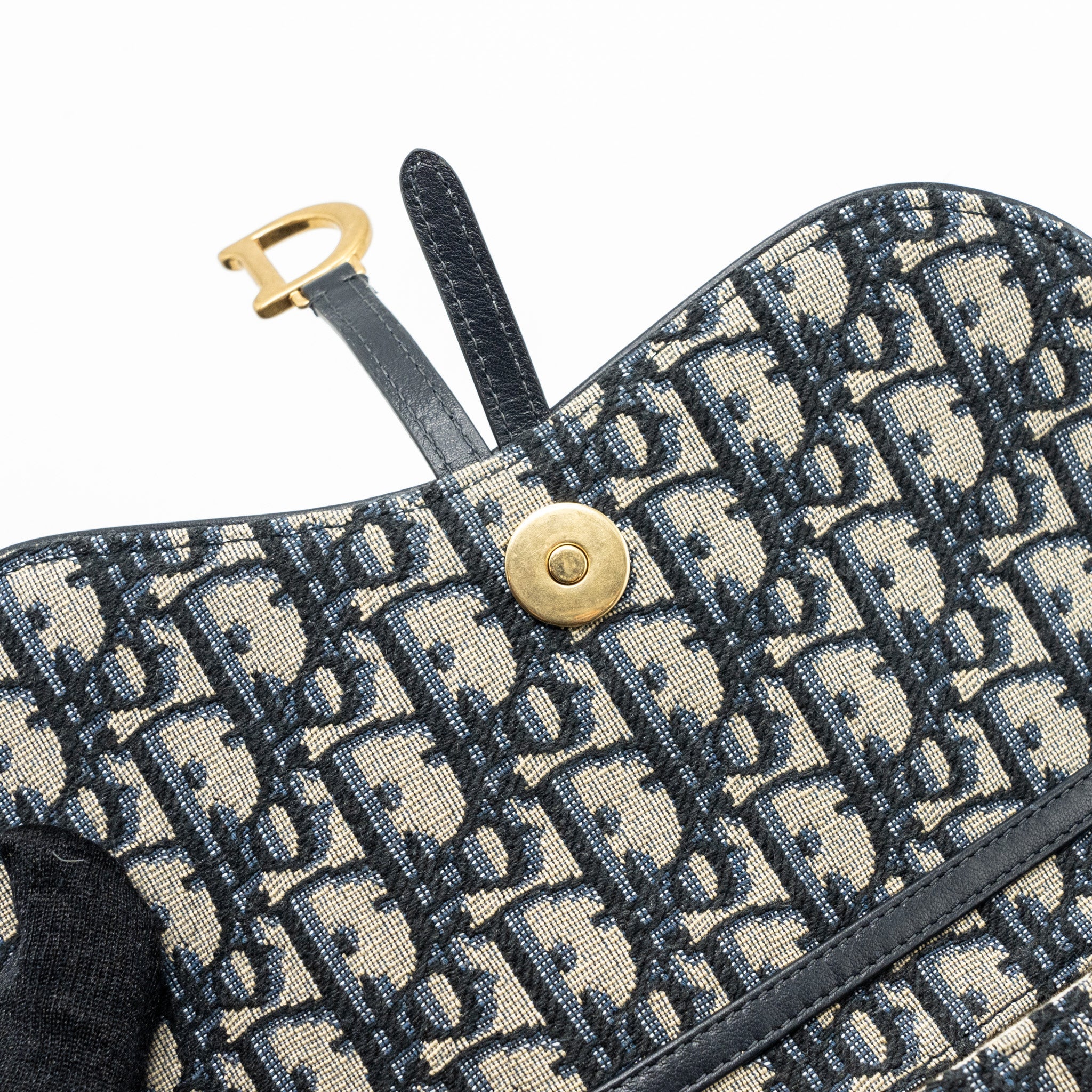 DIOR SADDLE POUCH WITH CHAIN DIOR OBLIQUE JACQUARD BLUE GHW