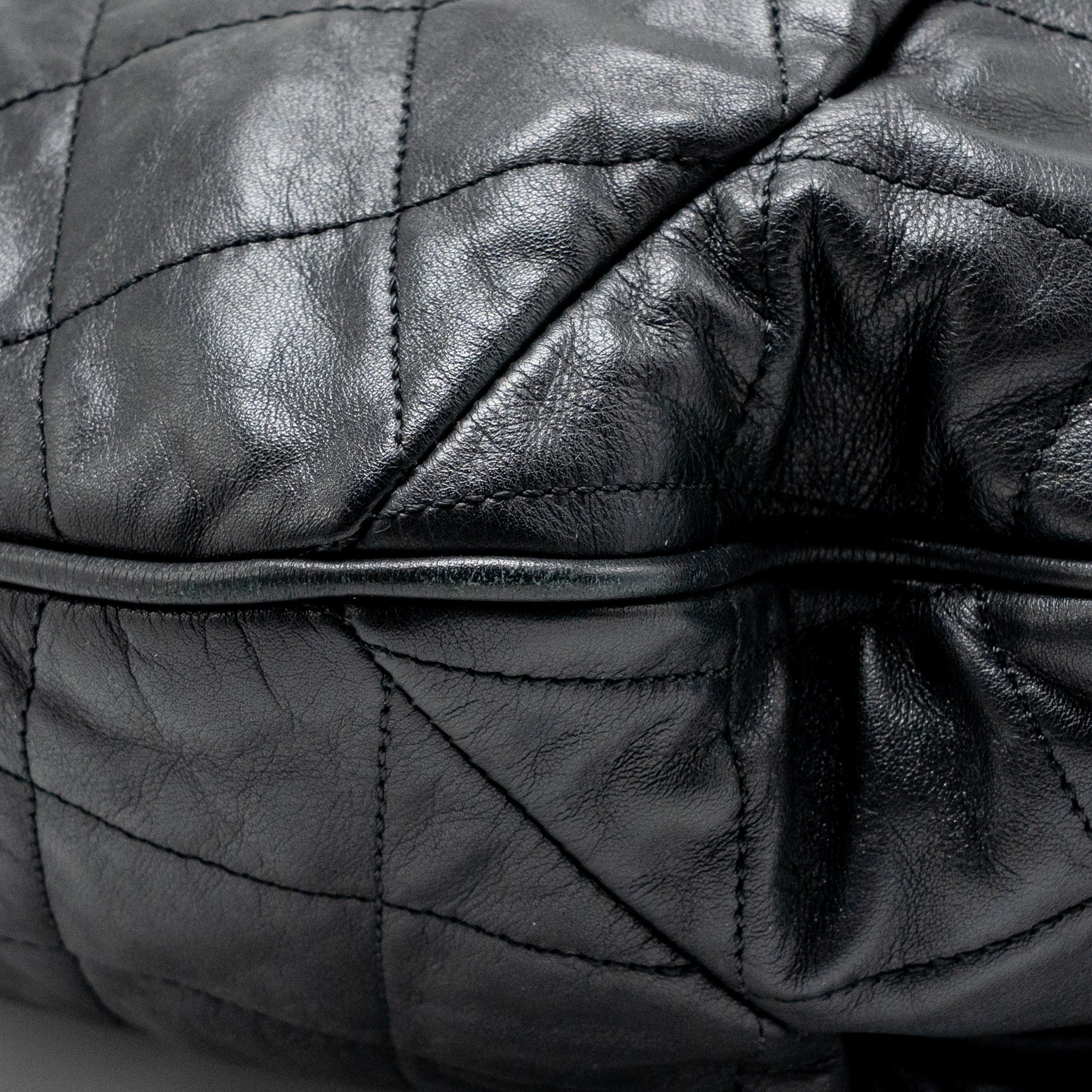 CHANEL COCO PLEATS HOBO BAG CALFSKIN BLACK RUTHENIUM HARDWARE