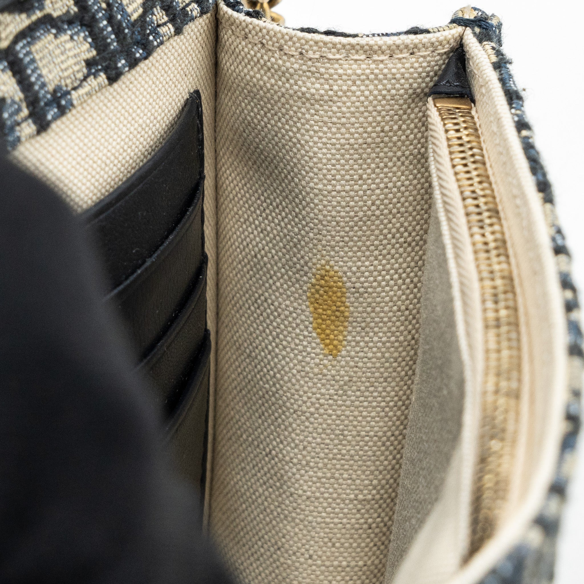 DIOR SADDLE POUCH WITH CHAIN DIOR OBLIQUE JACQUARD BLUE GHW