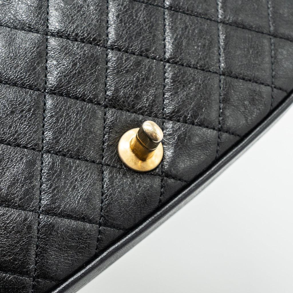 CHANEL QUILTED FLAP BAG LAMBSKIN WHITE/ BLACK GHW