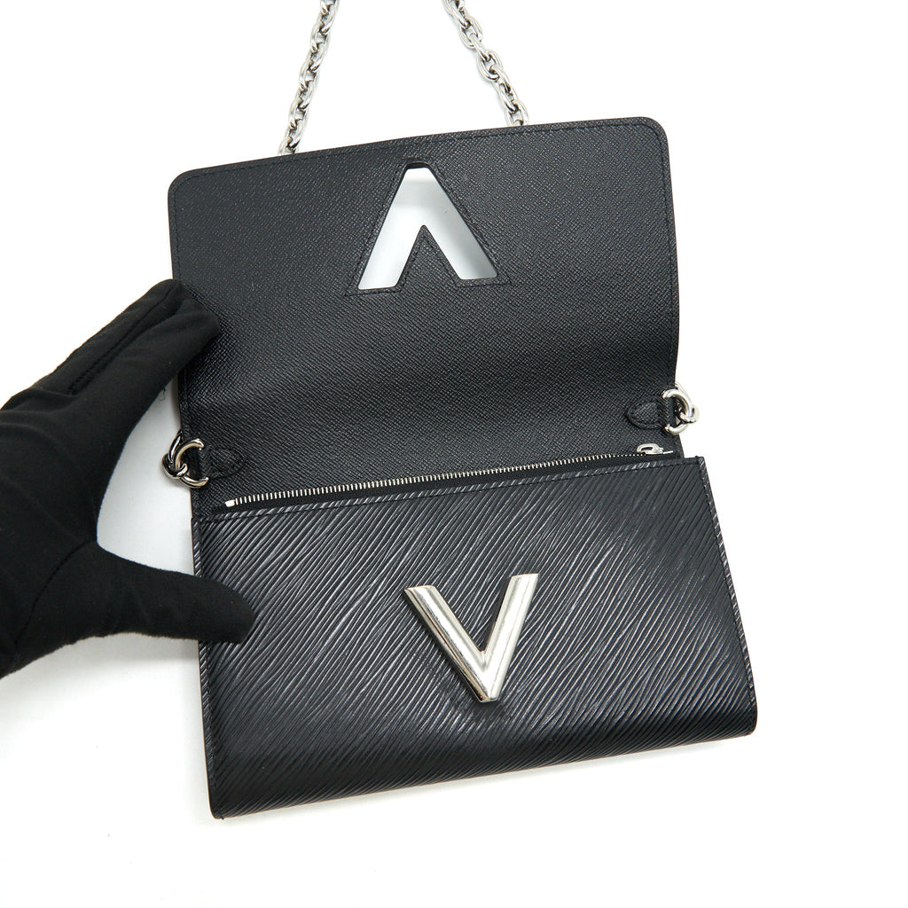 LOUIS VUITTON TWIST WALLET ON CHAIN BLACK SHW EPI LEATHER