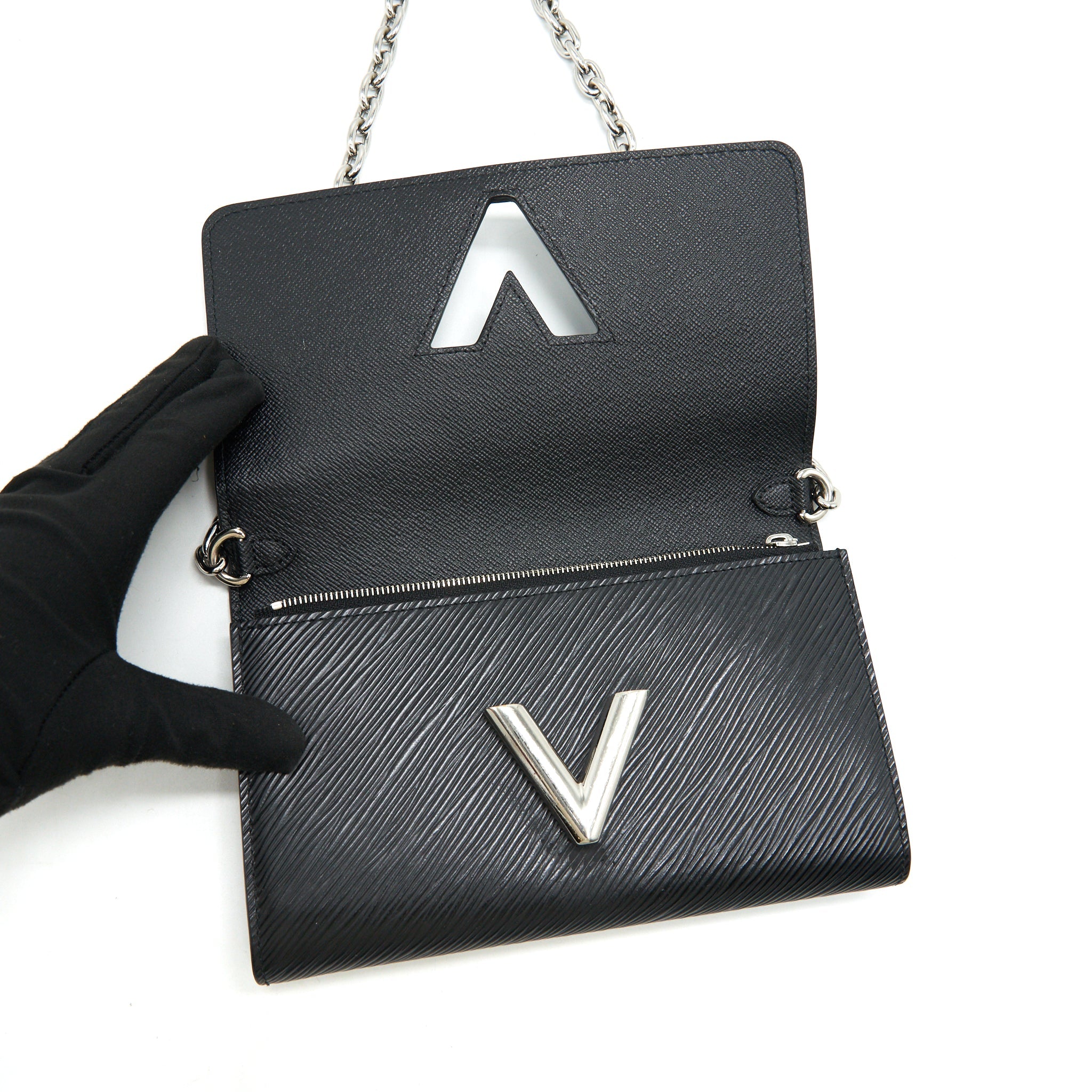 LOUIS VUITTON TWIST WALLET ON CHAIN BLACK SHW EPI LEATHER