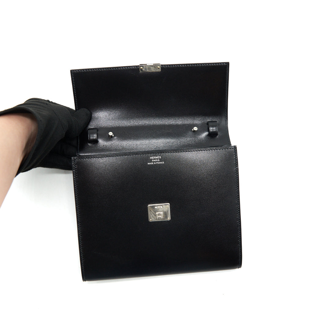 HERMES CLIC 16 WALLET BOX CALFSKIN BLACK SHW