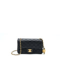 CHANEL PEARL CRUSH MINI RECTANGULAR LAMBSKIN BLACK WITH GHW (MICROCHIP)