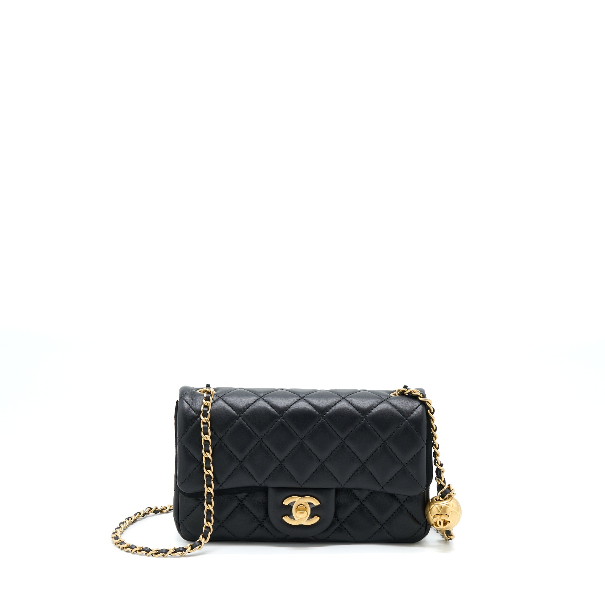 CHANEL PEARL CRUSH MINI RECTANGULAR LAMBSKIN BLACK WITH GHW (MICROCHIP)