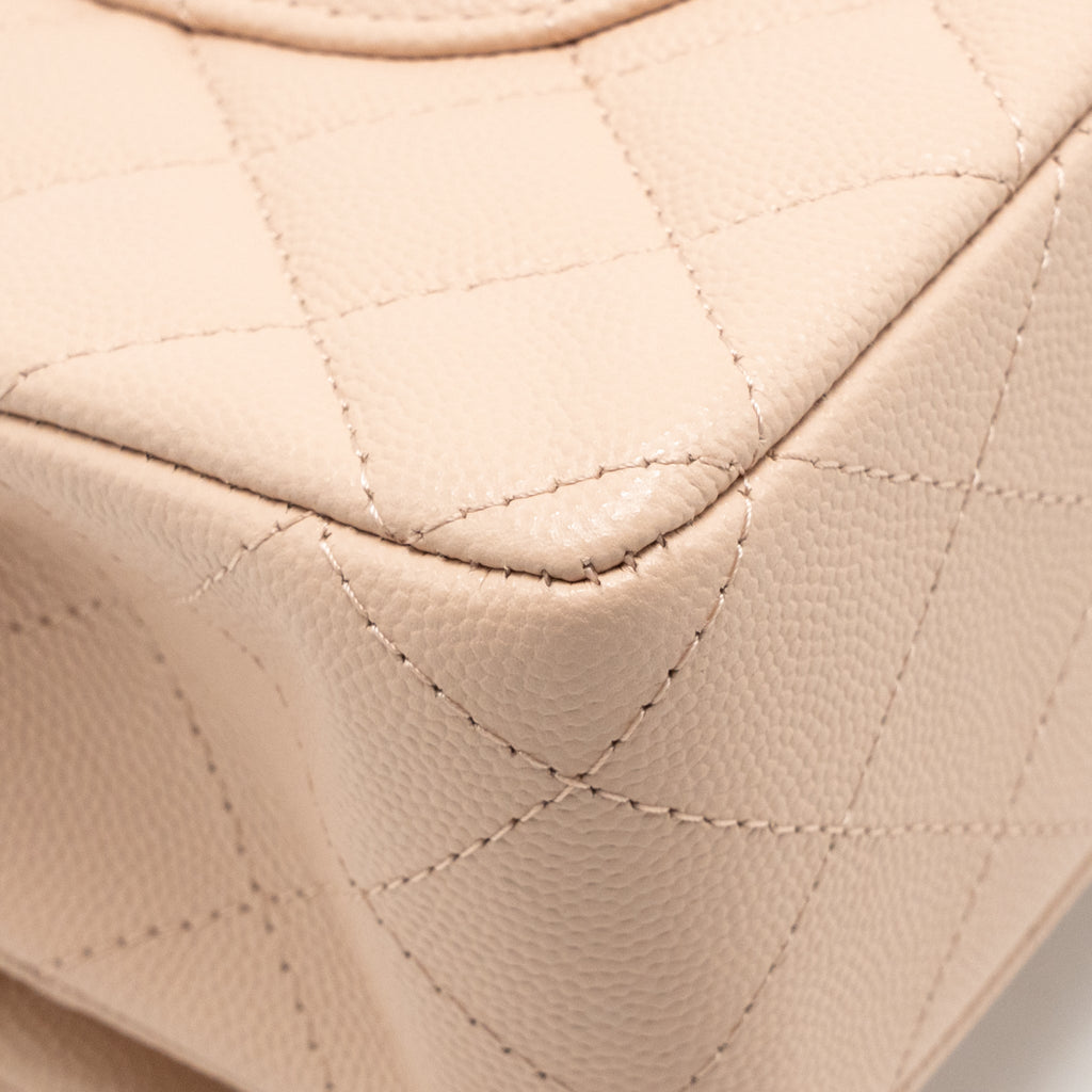 CHANEL MEDIUM CLASSIC DOUBLE FLAP BAG CAVIAR LIGHT PINK LGHW (MICROCHIP)