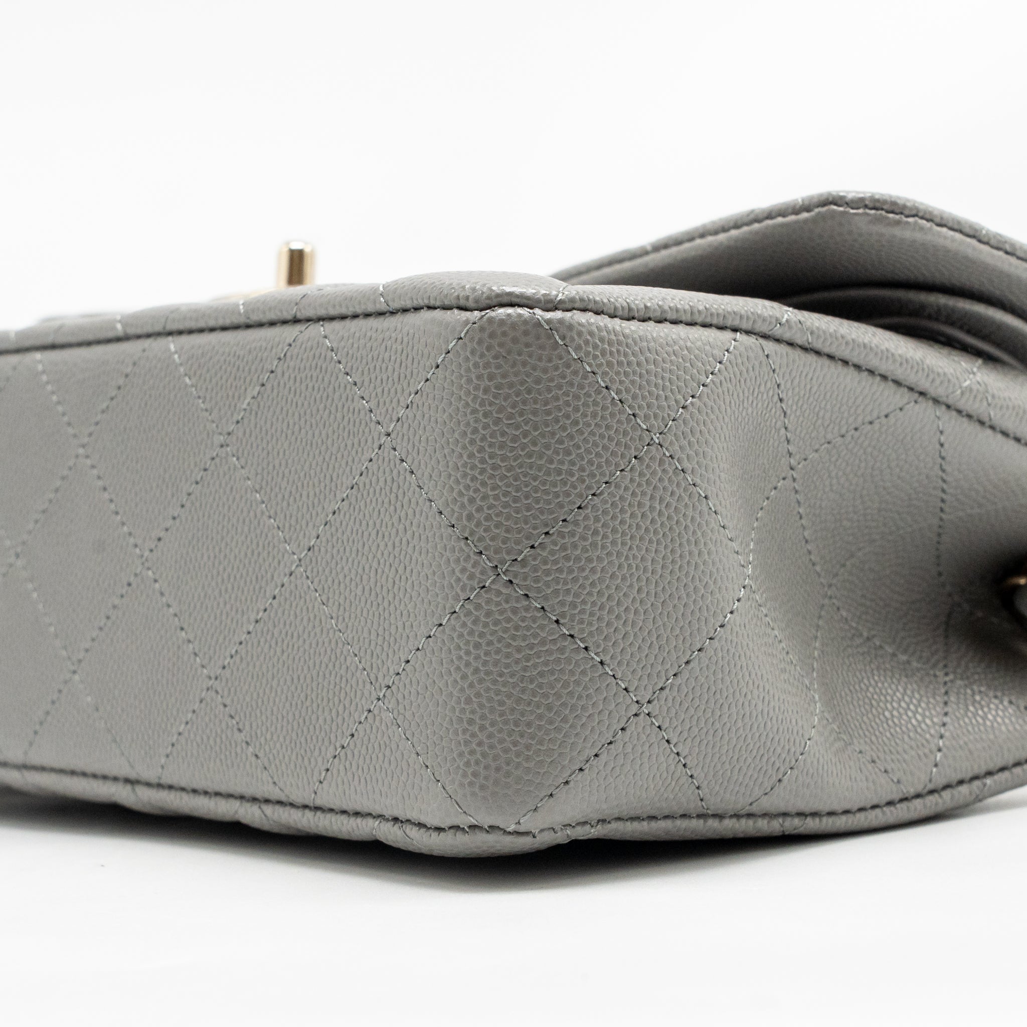 CHANEL SMALL CLASSIC DOUBLE FLAP BAG CAVIAR DARK GREY LGHW (MICROCHIP)