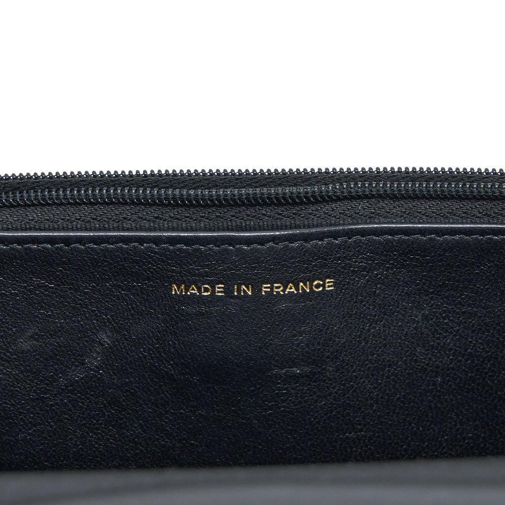 CHANEL DETAILED TOP HANDLE WALLET ON CHAIN LAMBSKIN BLACK BRUSHED GHW (MICROCHIP)