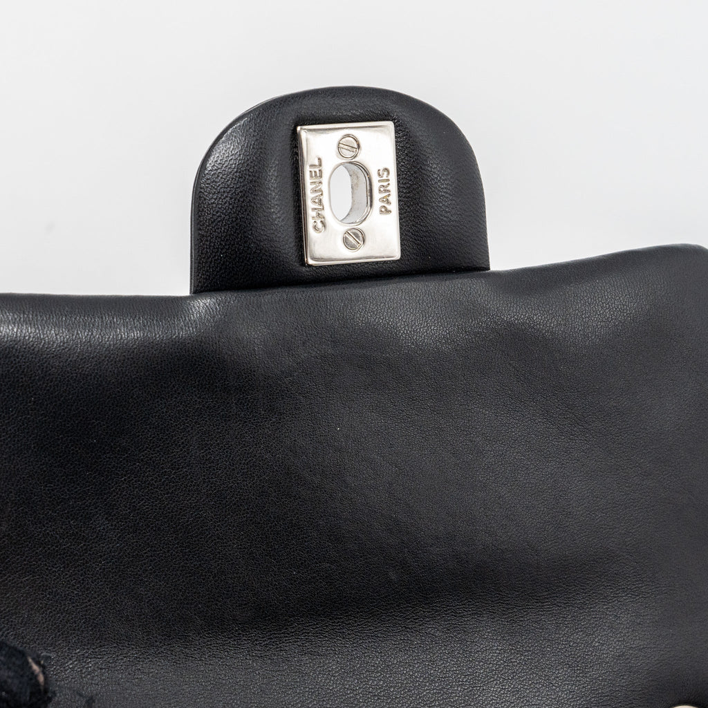 CHANEL MINI SQUARE FLAP BAG LAMBSKIN BLACK SHW