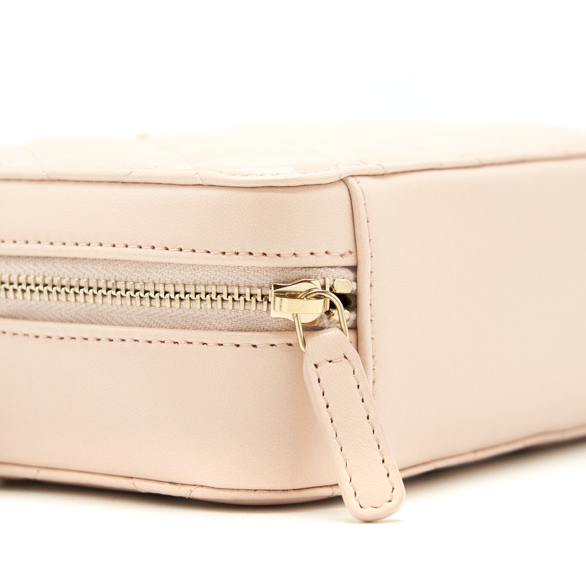 CHANEL PEARL CRUSH MINI CAMERA CASE WITH CHAIN LAMBSKIN LIGHT BEIGE GHW