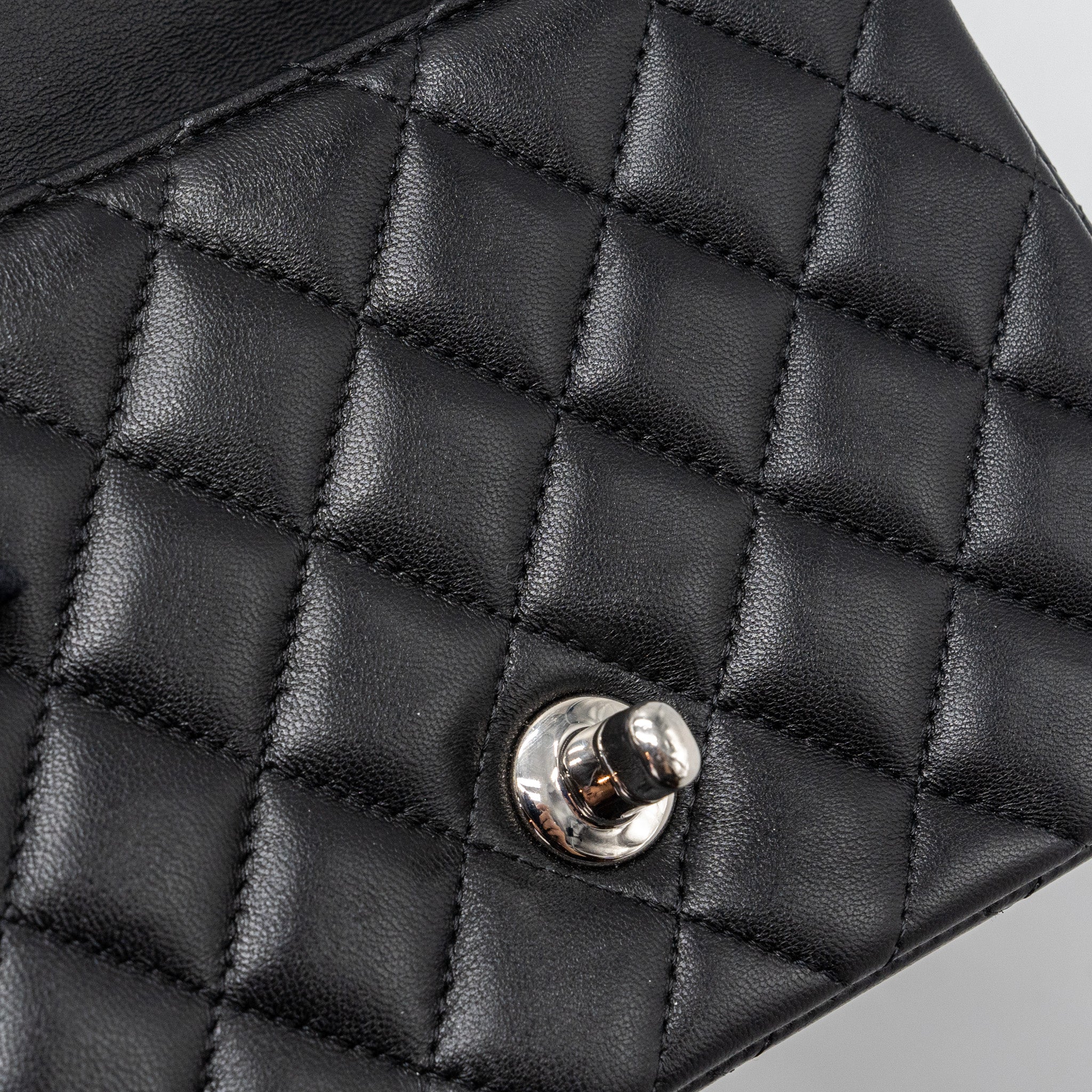 CHANEL MINI SQUARE FLAP BAG LAMBSKIN BLACK SHW