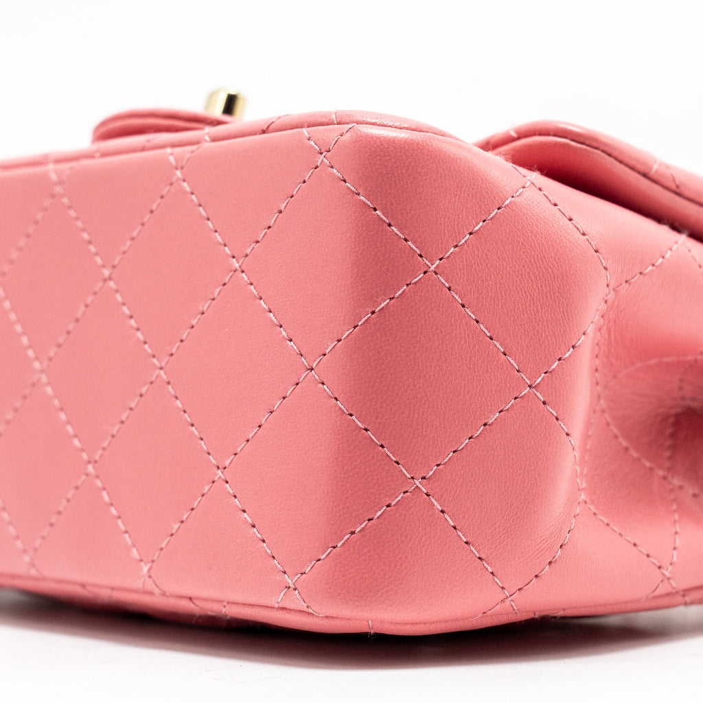 CHANEL MINI SQUARE FLAP BAG LAMBSKIN PINK LGHW (MICROCHIP)
