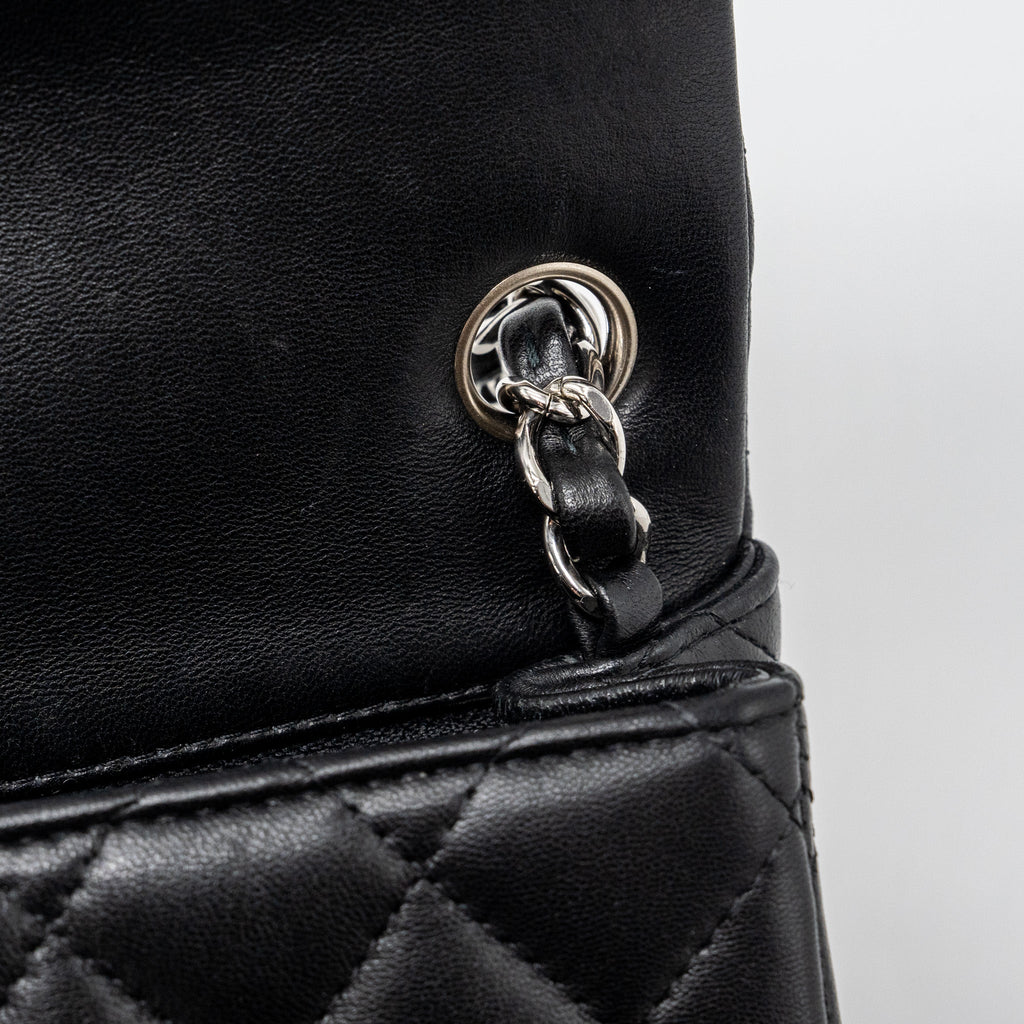 CHANEL MINI SQUARE FLAP BAG LAMBSKIN BLACK SHW