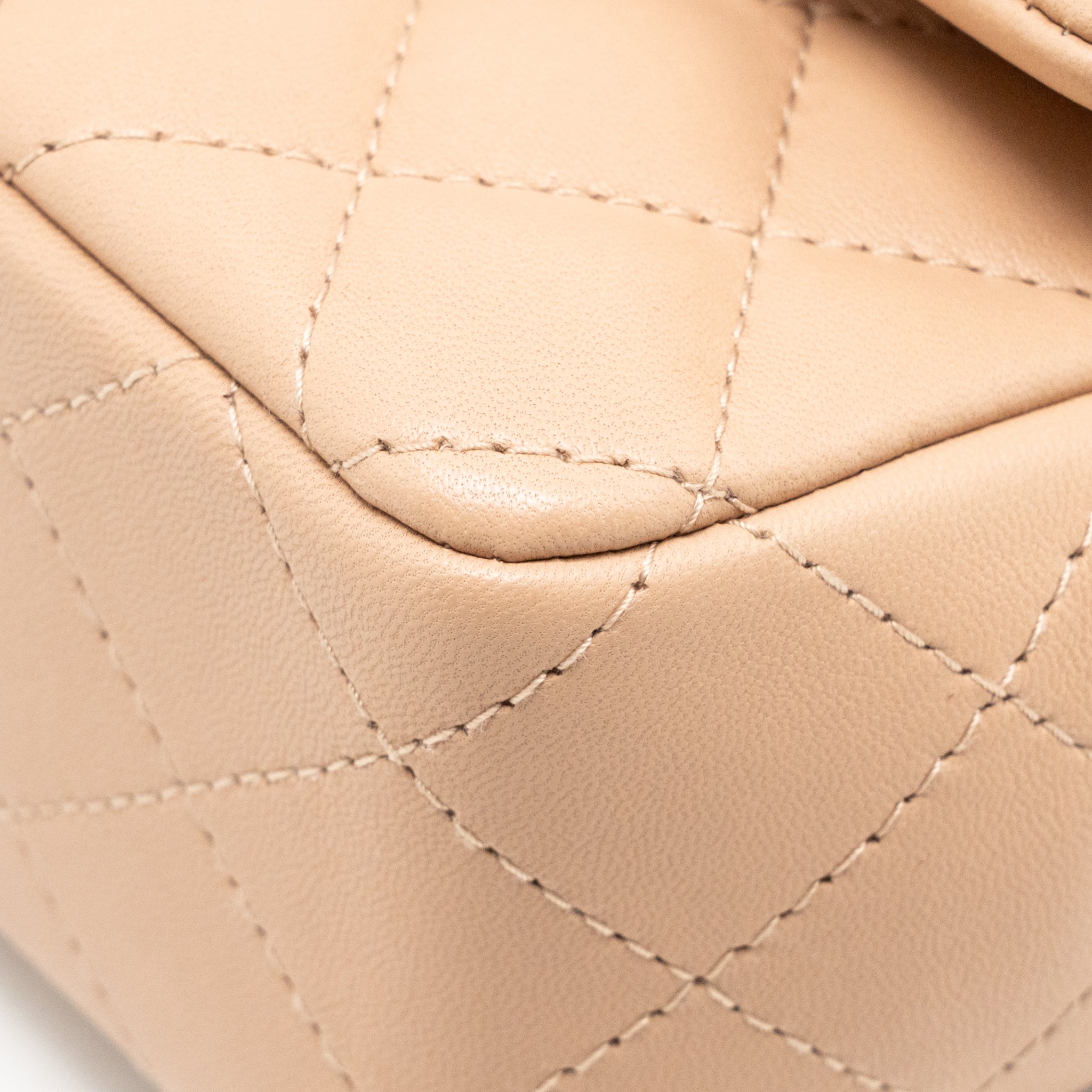 CHANEL MINI RECTANGULAR FLAP BAG LAMBSKIN DARK BEIGE LGHW (MICROCHIP)