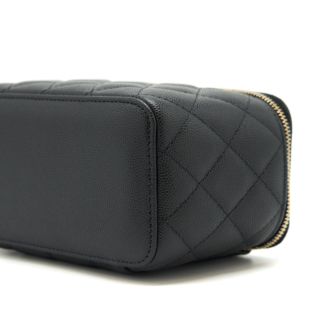 CHANEL CAVIAR LONG VANITY CASE WITH CHAIN CAVIAR BLACK LGHW