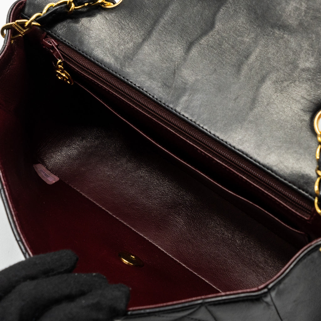CHANEL VINTAGE DIANA FLAP BAG LAMBSKIN BLACK GHW