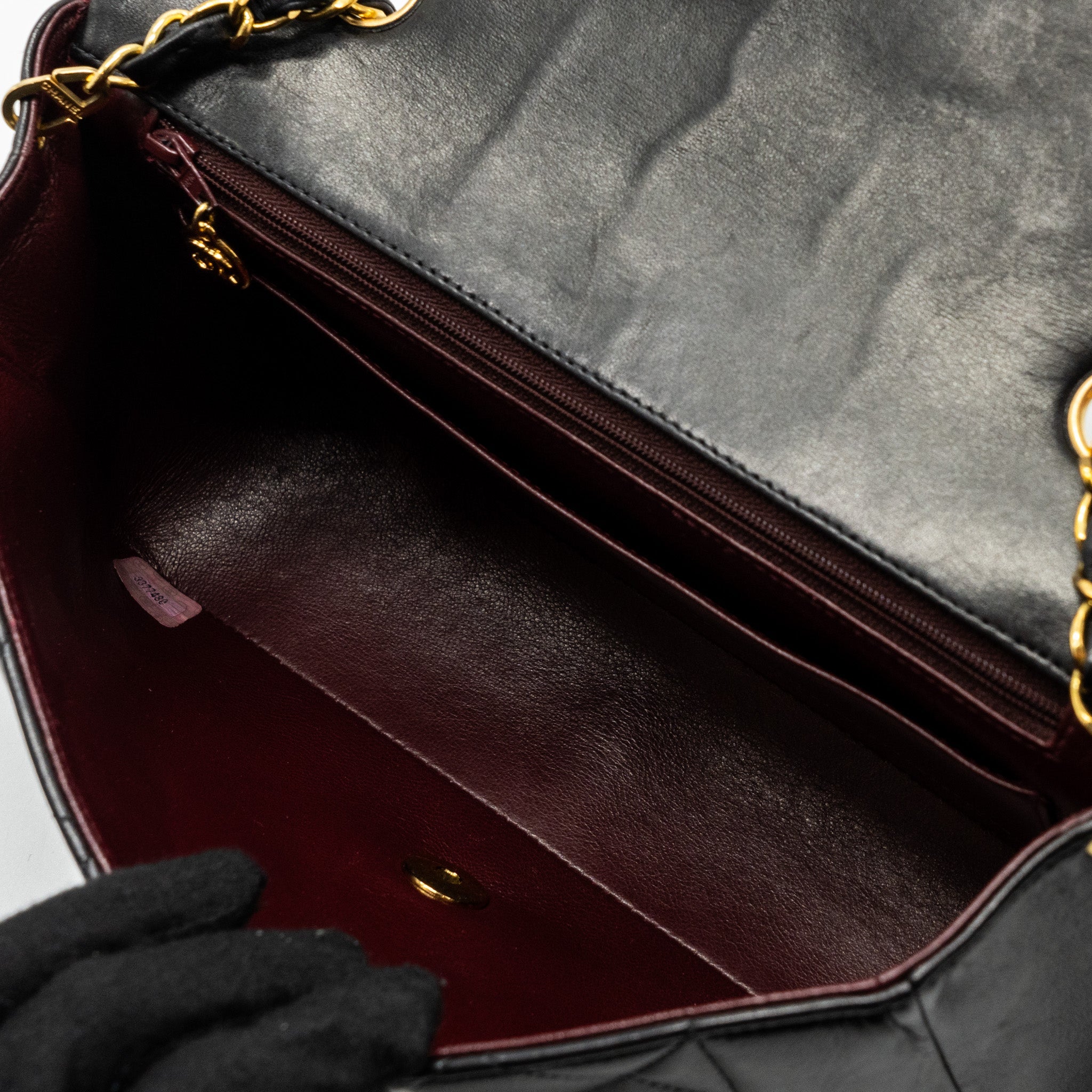 CHANEL VINTAGE DIANA FLAP BAG LAMBSKIN BLACK GHW