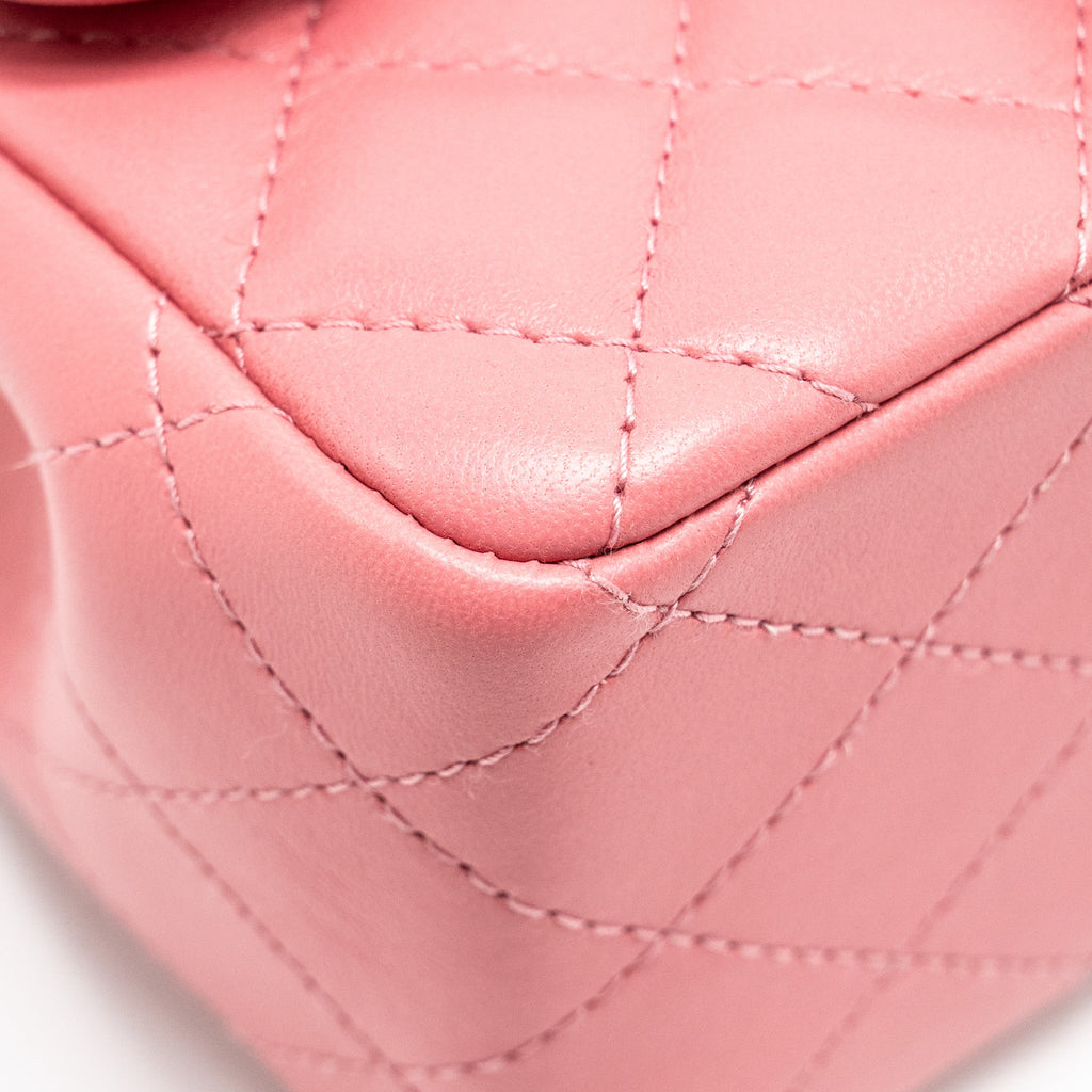 CHANEL MINI SQUARE FLAP BAG LAMBSKIN PINK LGHW (MICROCHIP)
