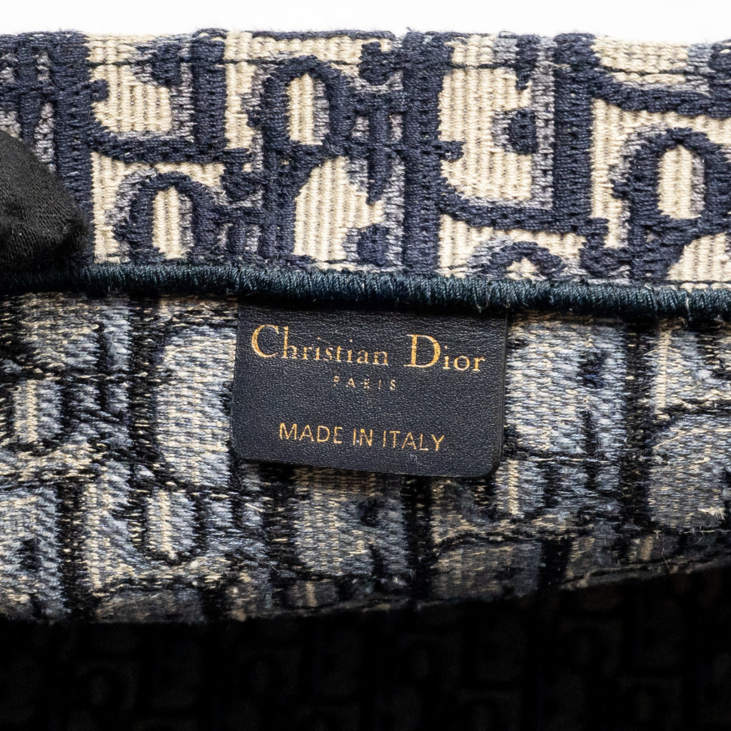 DIOR LARGE BOOK TOTE BLUE DIOR OBLIQUE EMBROIDERY