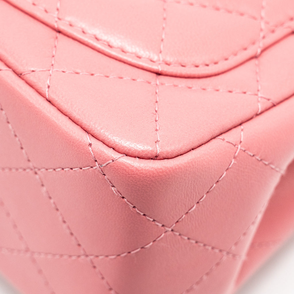 CHANEL MINI SQUARE FLAP BAG LAMBSKIN PINK LGHW (MICROCHIP)