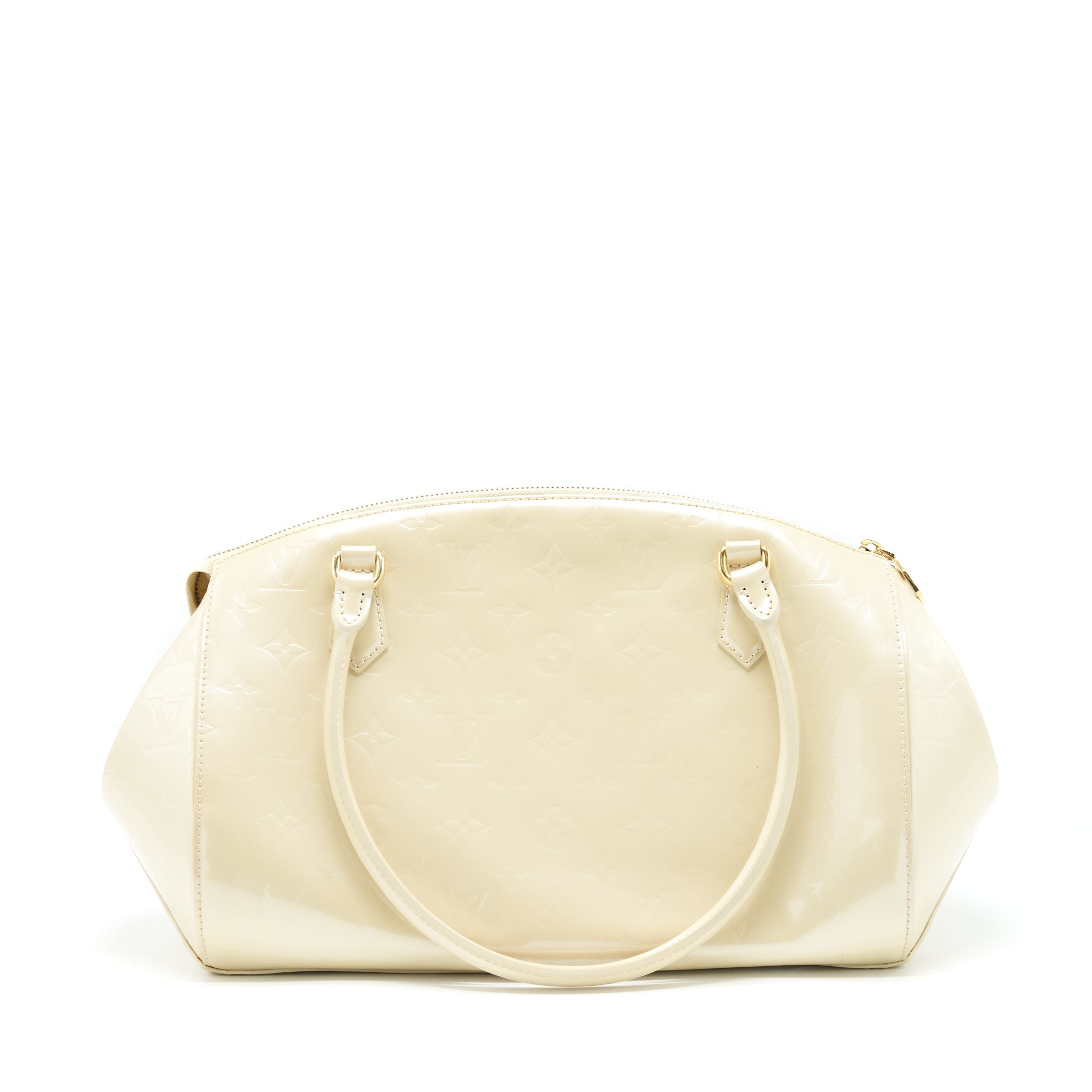 LOUIS VUITTON VINTAGE BOWLING TOTE SHOULDER BAG PATENT WHITE GHW