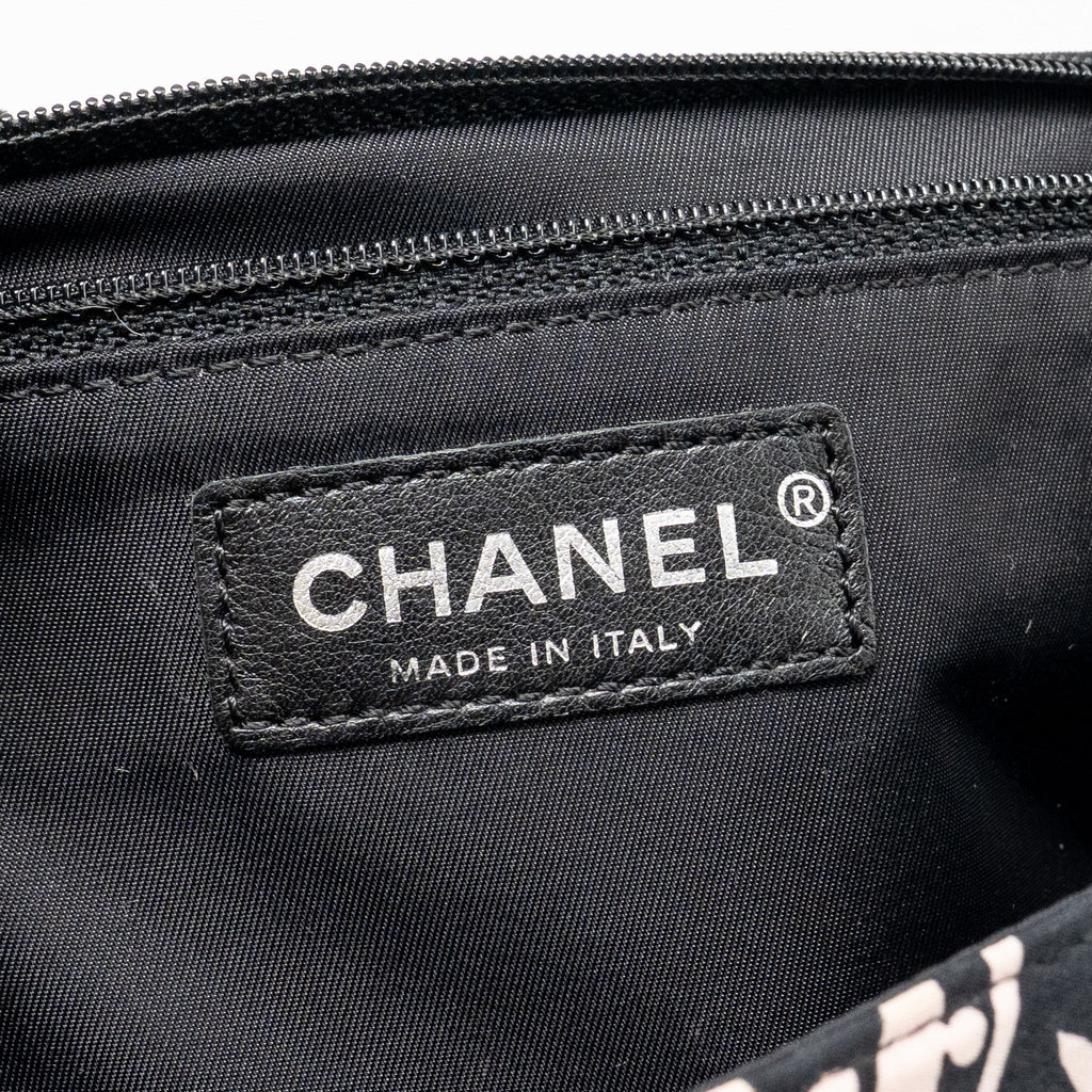 CHANEL MIRROR CHARM SINGLE FLAP BAG FABRIC BLACK/PINK SHW