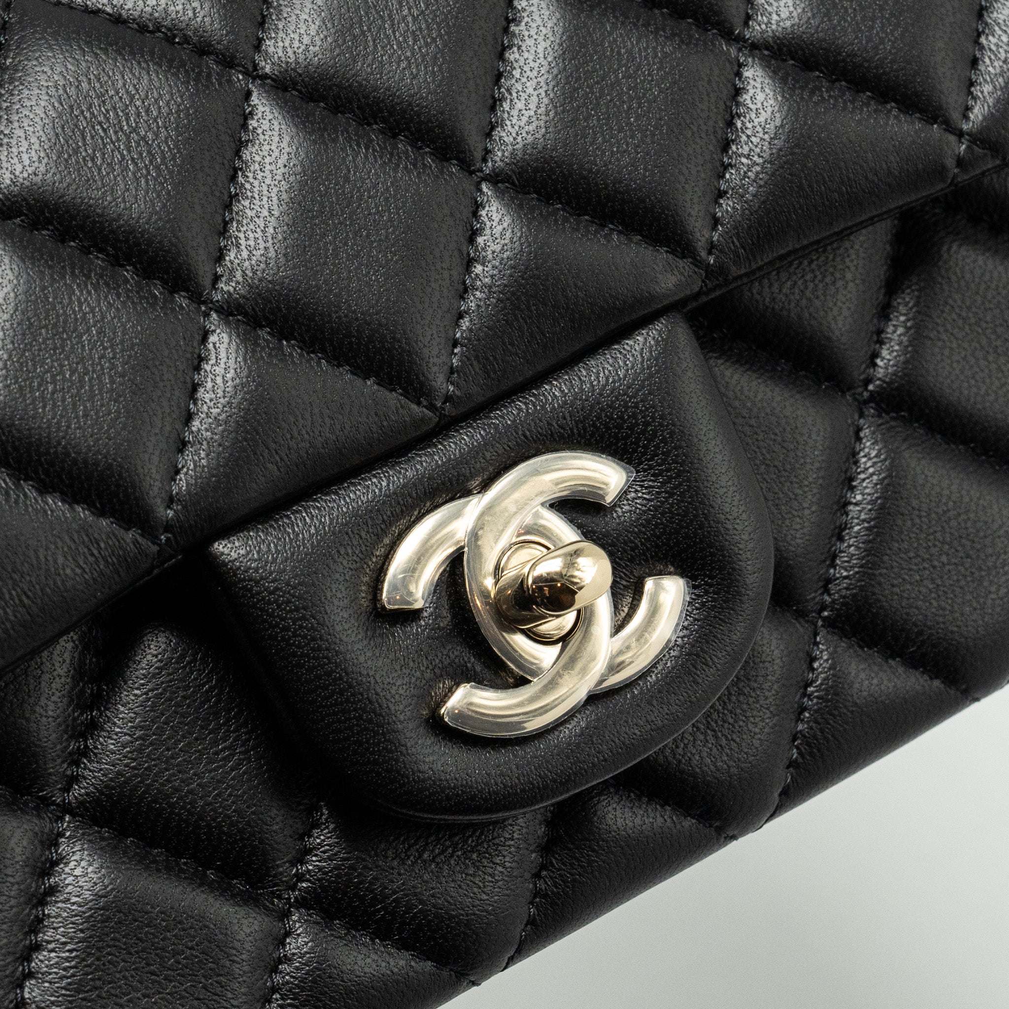 CHANEL MINI RECTANGULAR FLAP BAG LAMBSKIN BLACK LGHW (MICROCHIP)