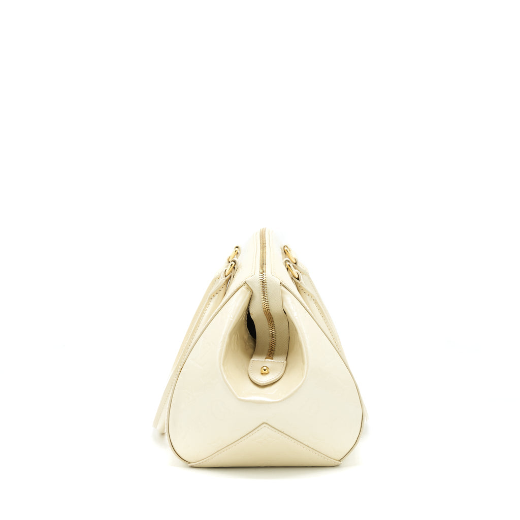 LOUIS VUITTON VINTAGE BOWLING TOTE SHOULDER BAG PATENT WHITE GHW